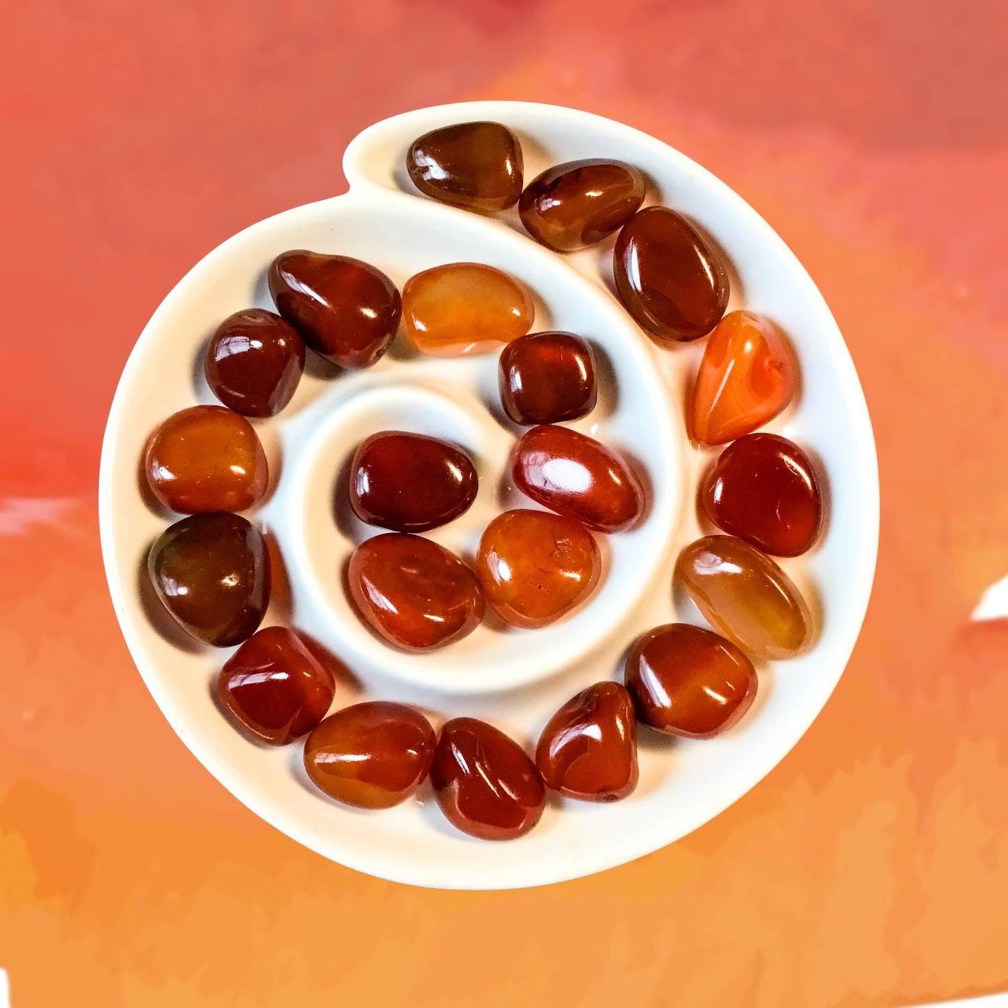 CARNELIAN Tumbled Stone - Choice of Sizes and Quantity - Polished High Energy Healing Stones with Information Card - Reiki Enhanced