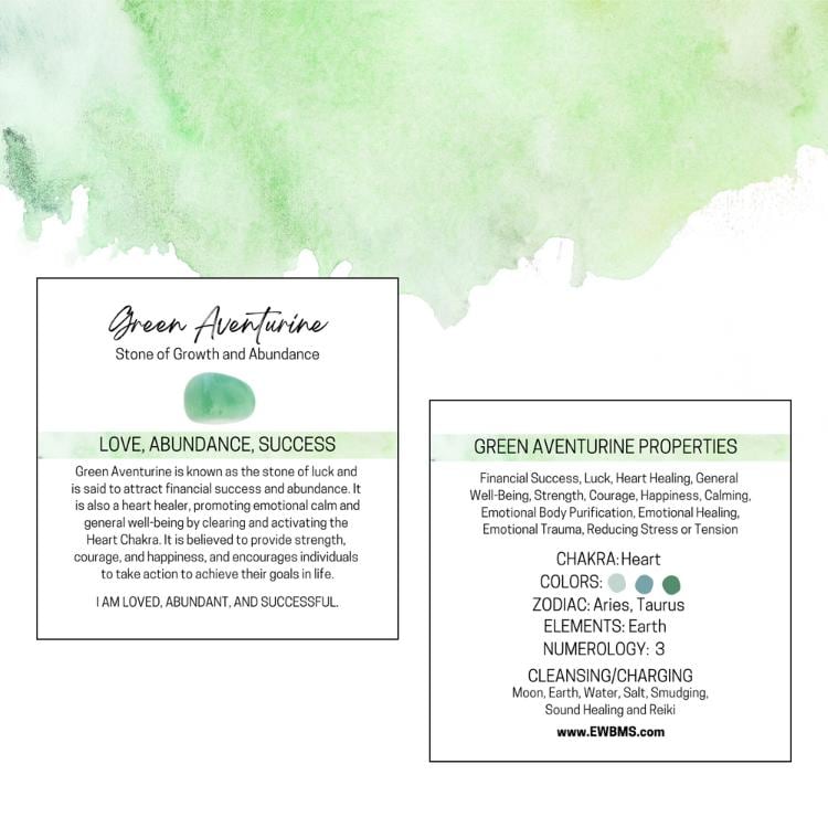 GREEN AVENTURINE Tumbled Stone - Choice of Sizes and Quantity - Polished High Energy Healing Stones with Information Card - Reiki Enhanced
