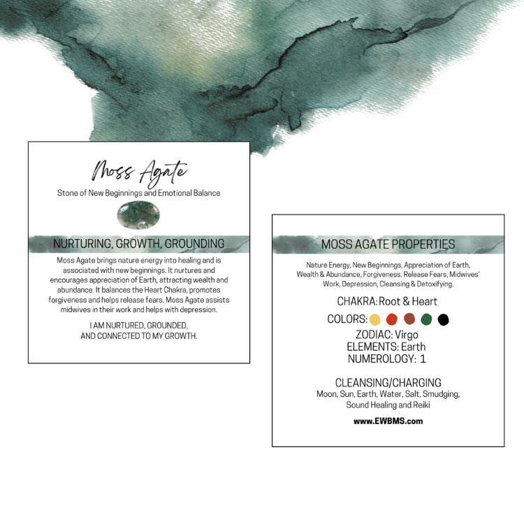 MOSS AGATE Tumbled Stone - Choice of Sizes and Quantity - Polished High Energy Healing Stones with Information Card - Reiki Enhanced