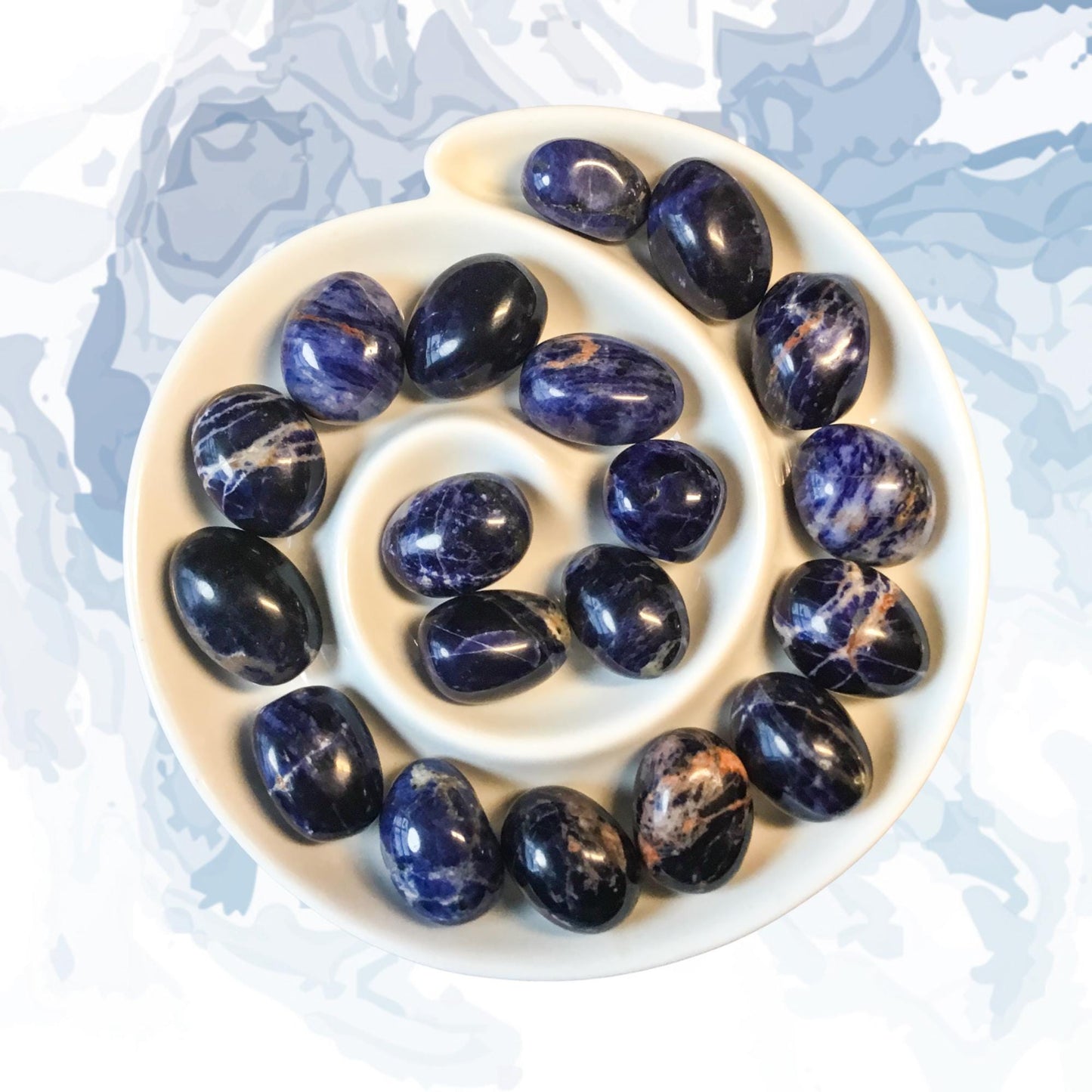 SODALITE Tumbled Stone - Choice of Sizes and Quantity - Polished High Energy Healing Stones with Information Card - Reiki Enhanced