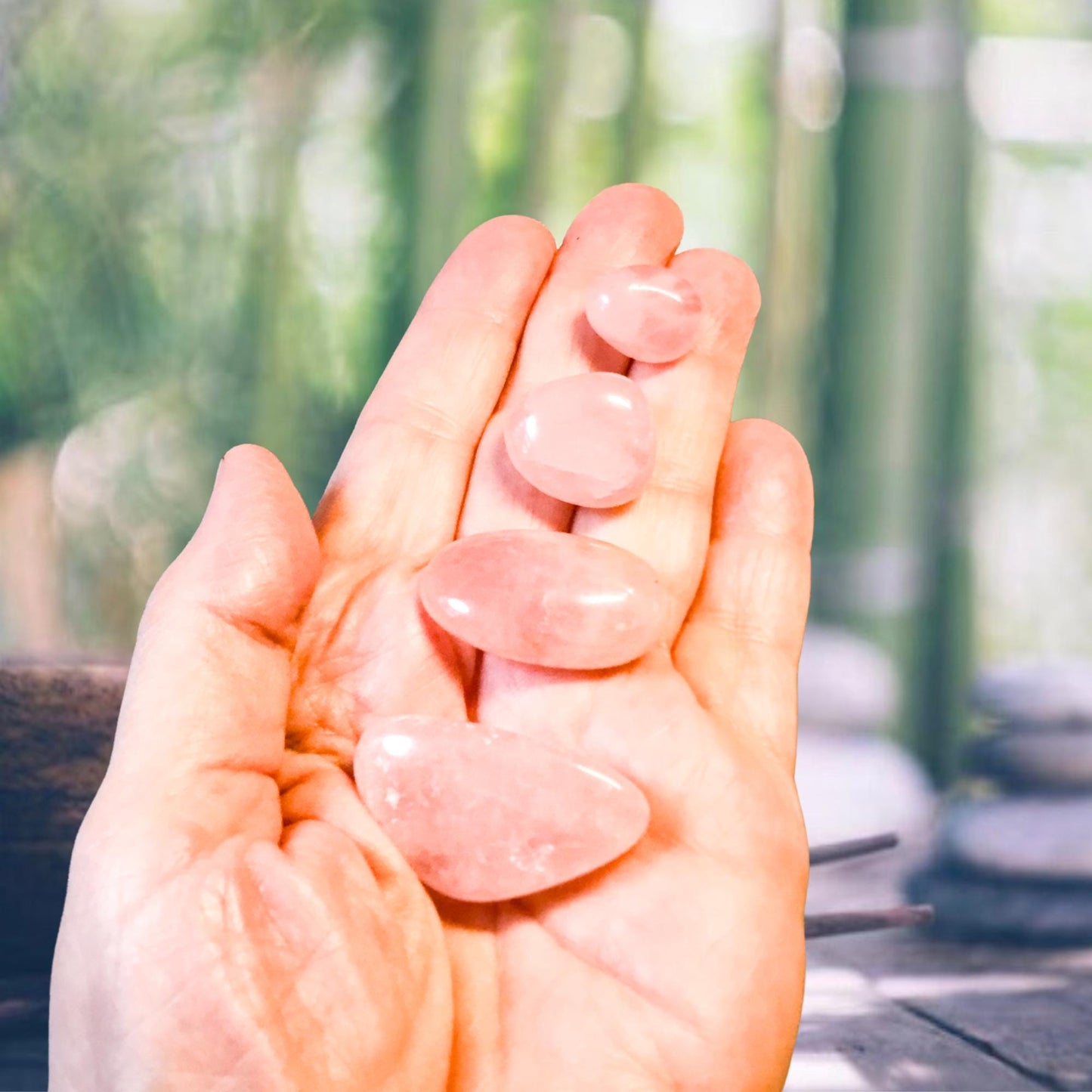 ROSE QUARTZ Tumbled Stones - Choice of Sizes and Quantity - Polished High Energy Healing Stones with Information Card - Reiki Enhanced