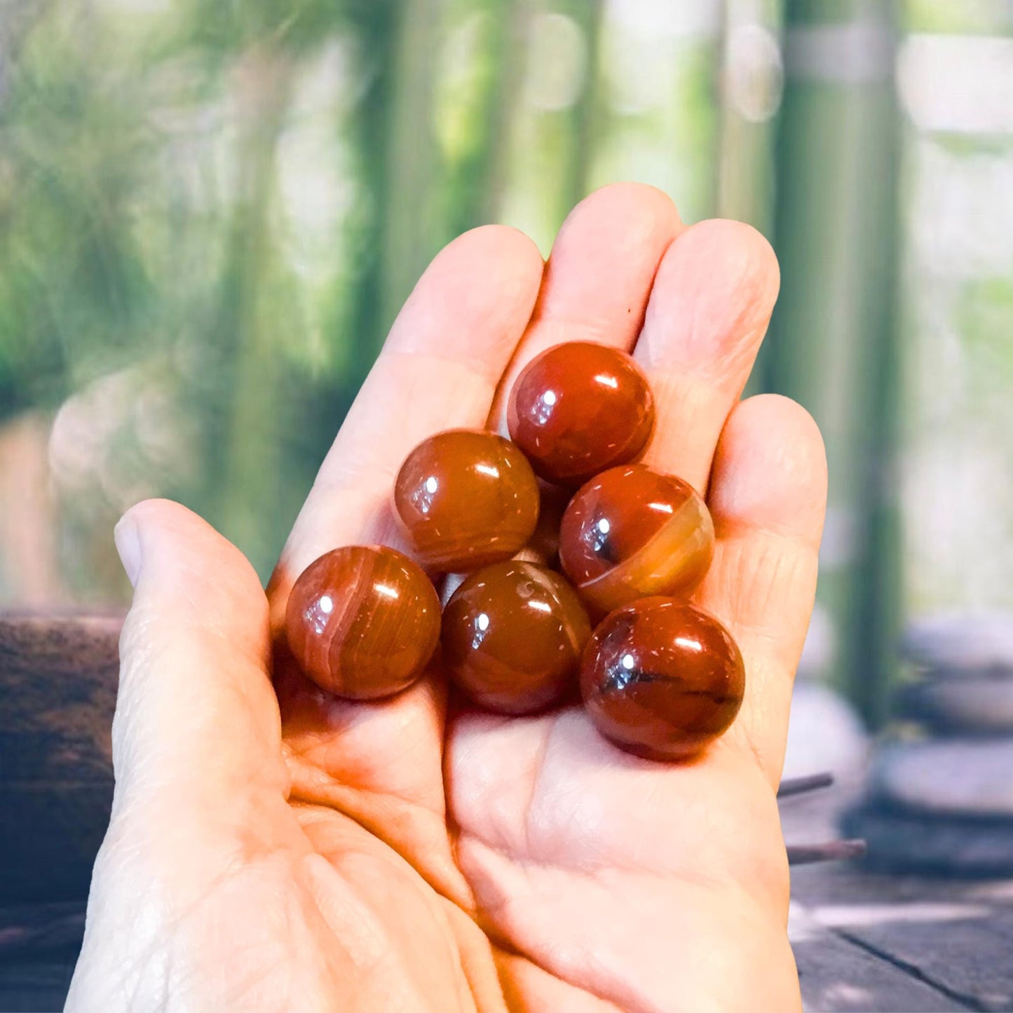 CARNELIAN 20mm Sphere - 1 or Sets – Pocket Crystal Ball with Gemstone Info Card for Energy Work, Meditation, Decor & Gifts