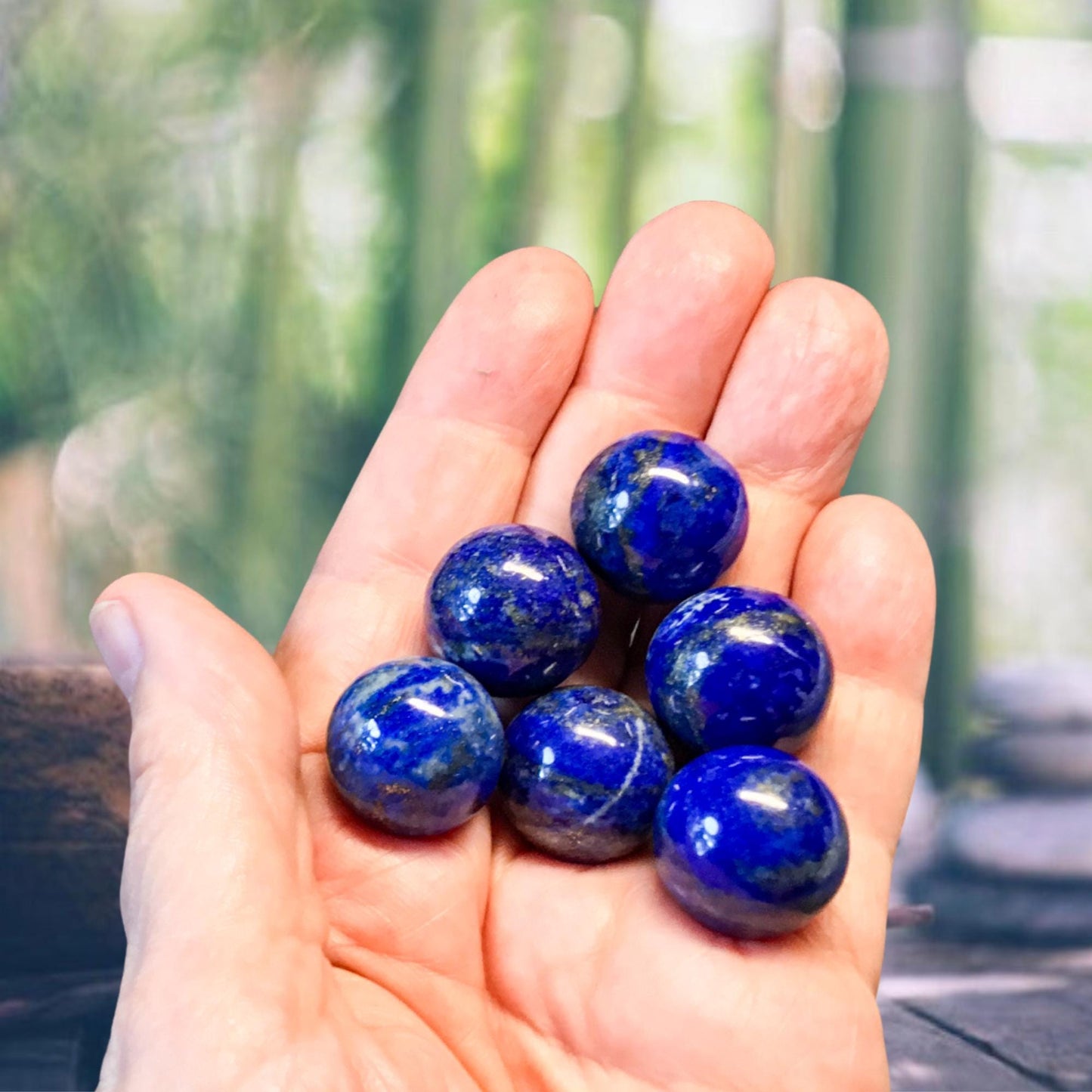 LAPIS LAZULI 20mm Spheres - 1 or Sets – Pocket Crystal Ball with Gemstone Info Card for Energy Work, Meditation, Decor & Gifts