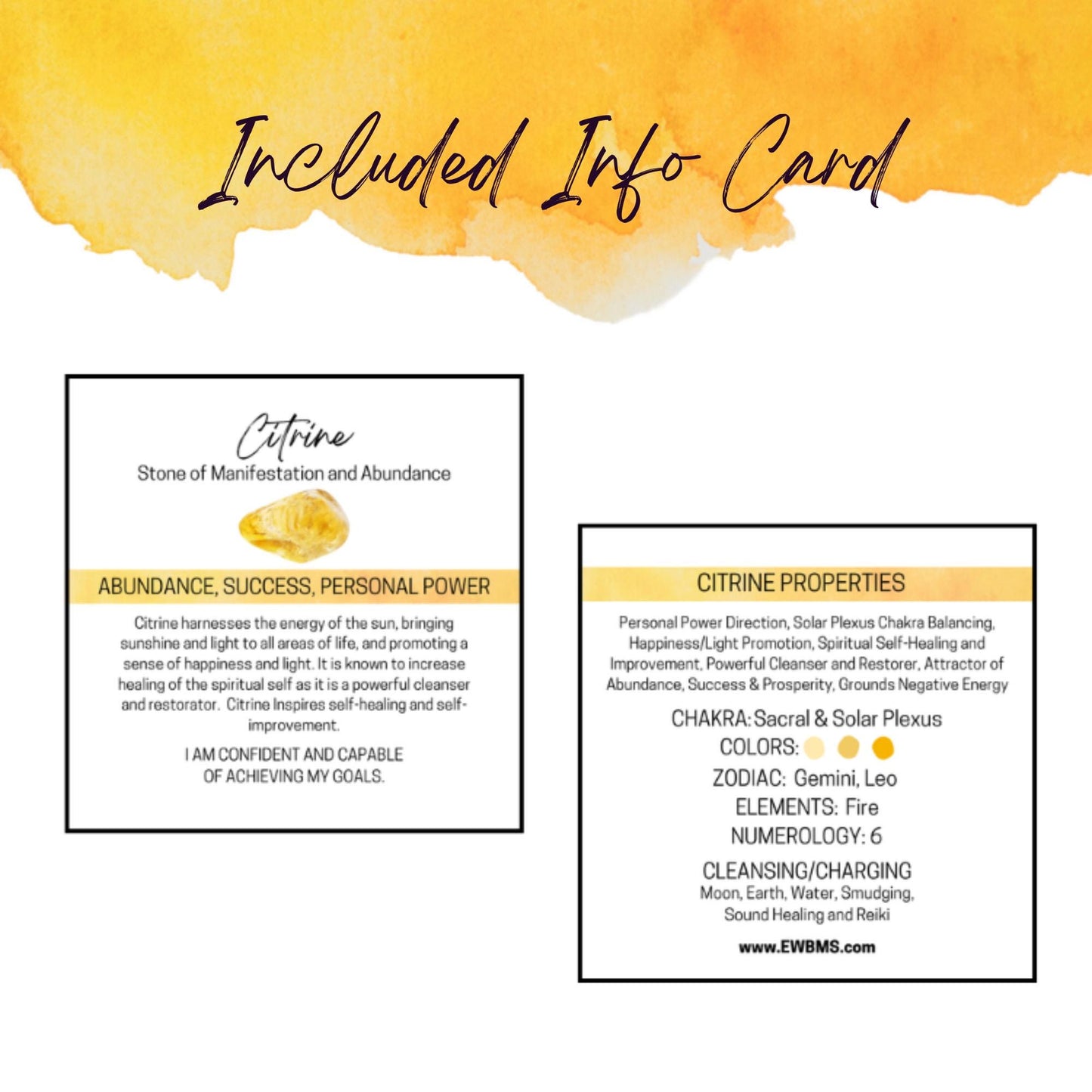CITRINE 20mm Sphere - 1 or Sets – Pocket Crystal Ball with Gemstone Info Card for Energy Work, Meditation, Decor & Gifts