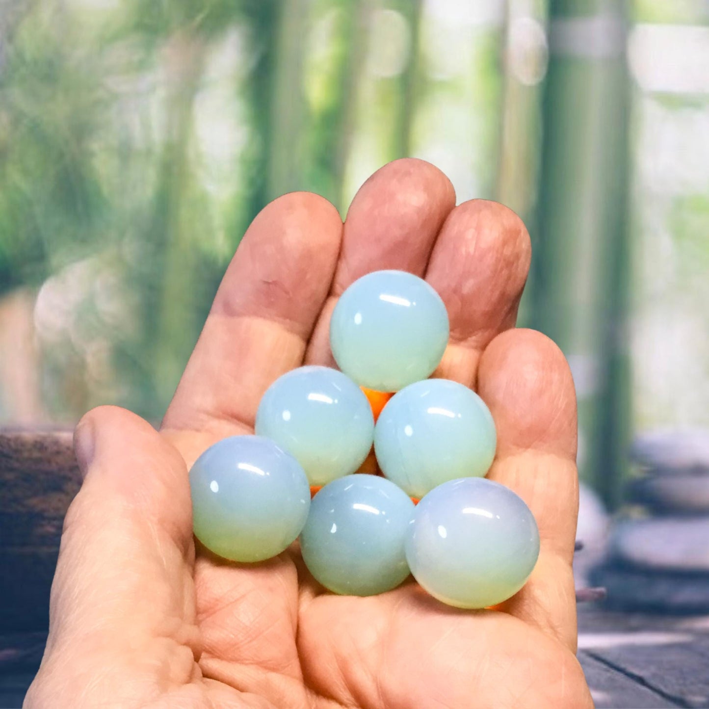 OPALITE 20mm Spheres - 1 or Sets – Pocket Crystal Ball with Gemstone Info Card for Energy Work, Meditation, Decor & Gifts