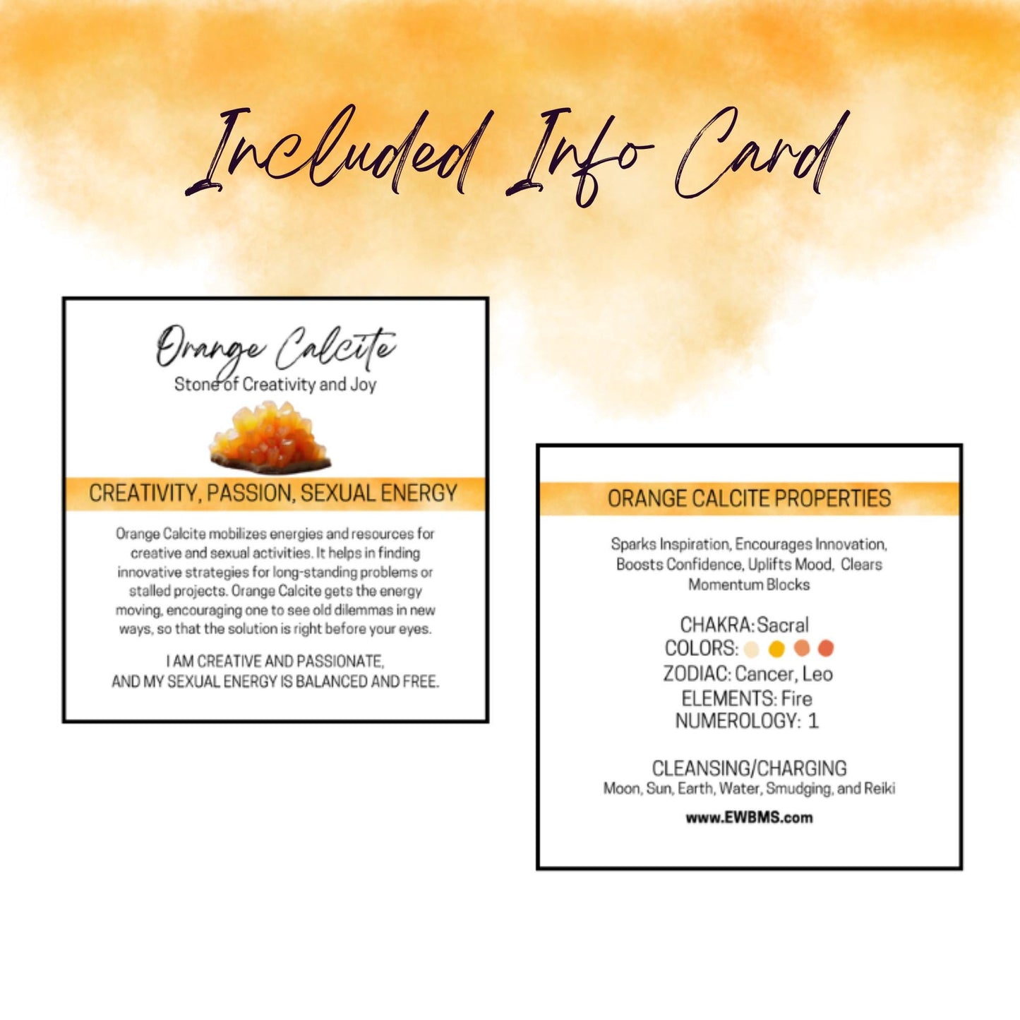 ORANGE CALCITE 20mm Sphere - 1 or Sets - Pocket Crystal Ball with Gemstone Info Card for Energy Work, Meditation, Decor & Gifts