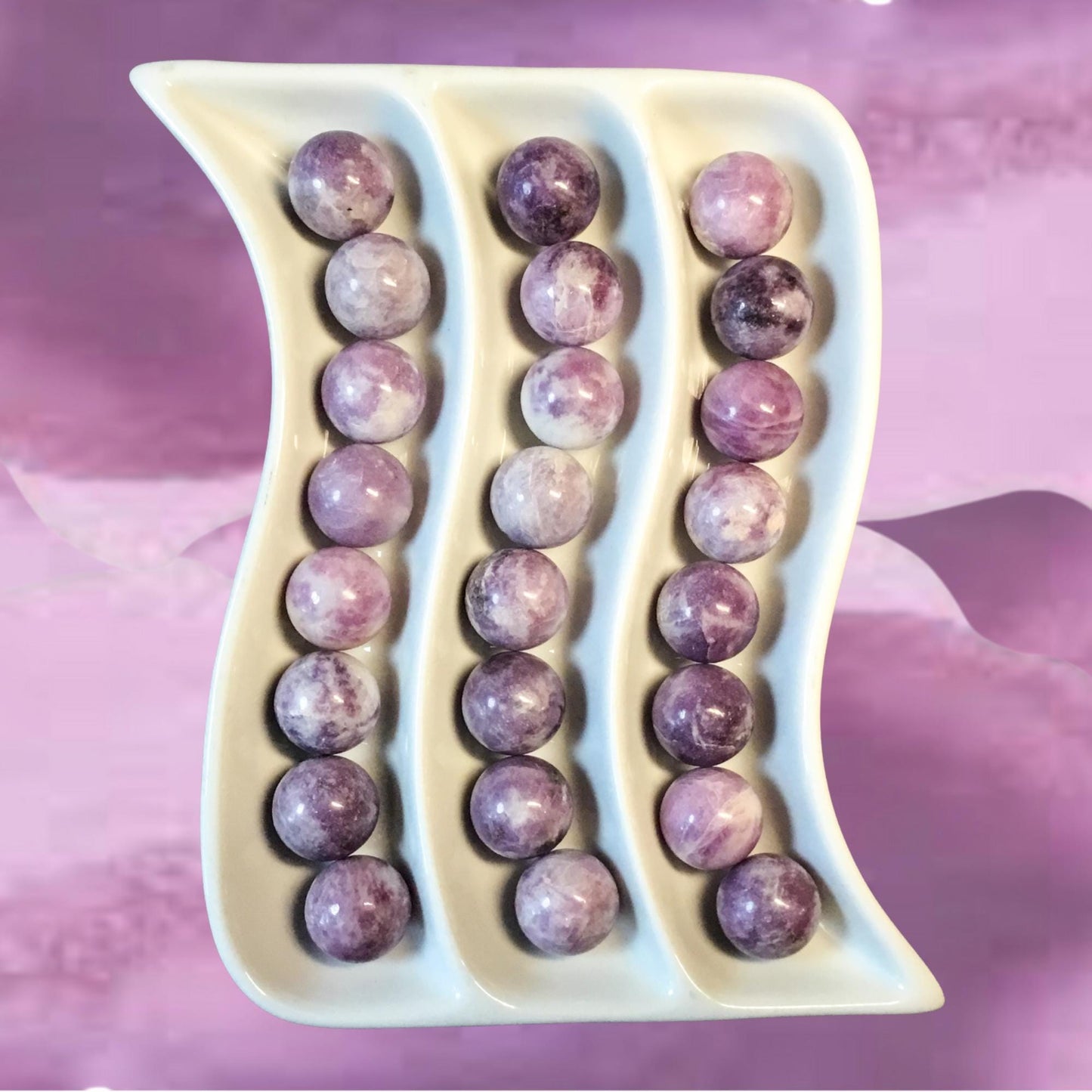 LEPIDOLITE 20mm Spheres - 1 or Sets – Pocket Crystal Ball with Gemstone Info Card for Energy Work, Meditation, Decor & Gifts