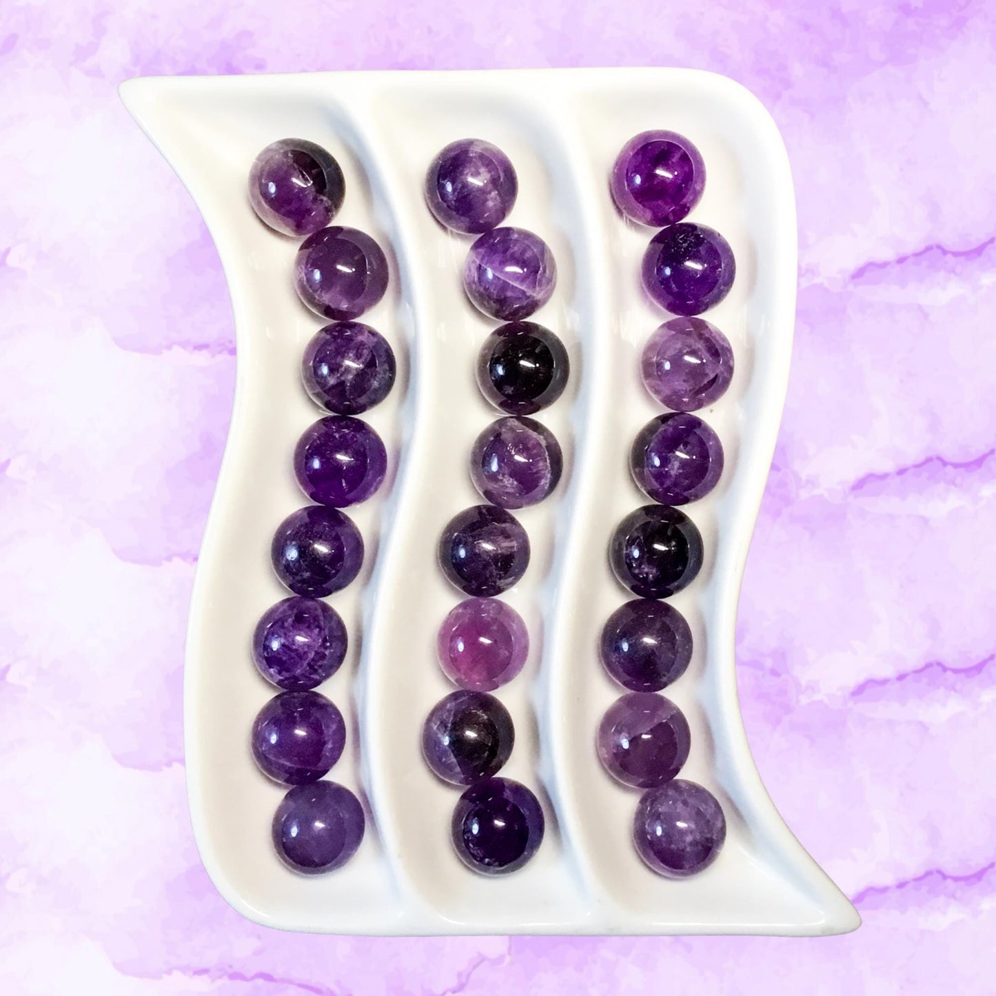 AMETHYST 20mm Spheres - 1 or Sets – Pocket Crystal Ball with Gemstone Info Card for Energy Work, Meditation, Decor & Gifts