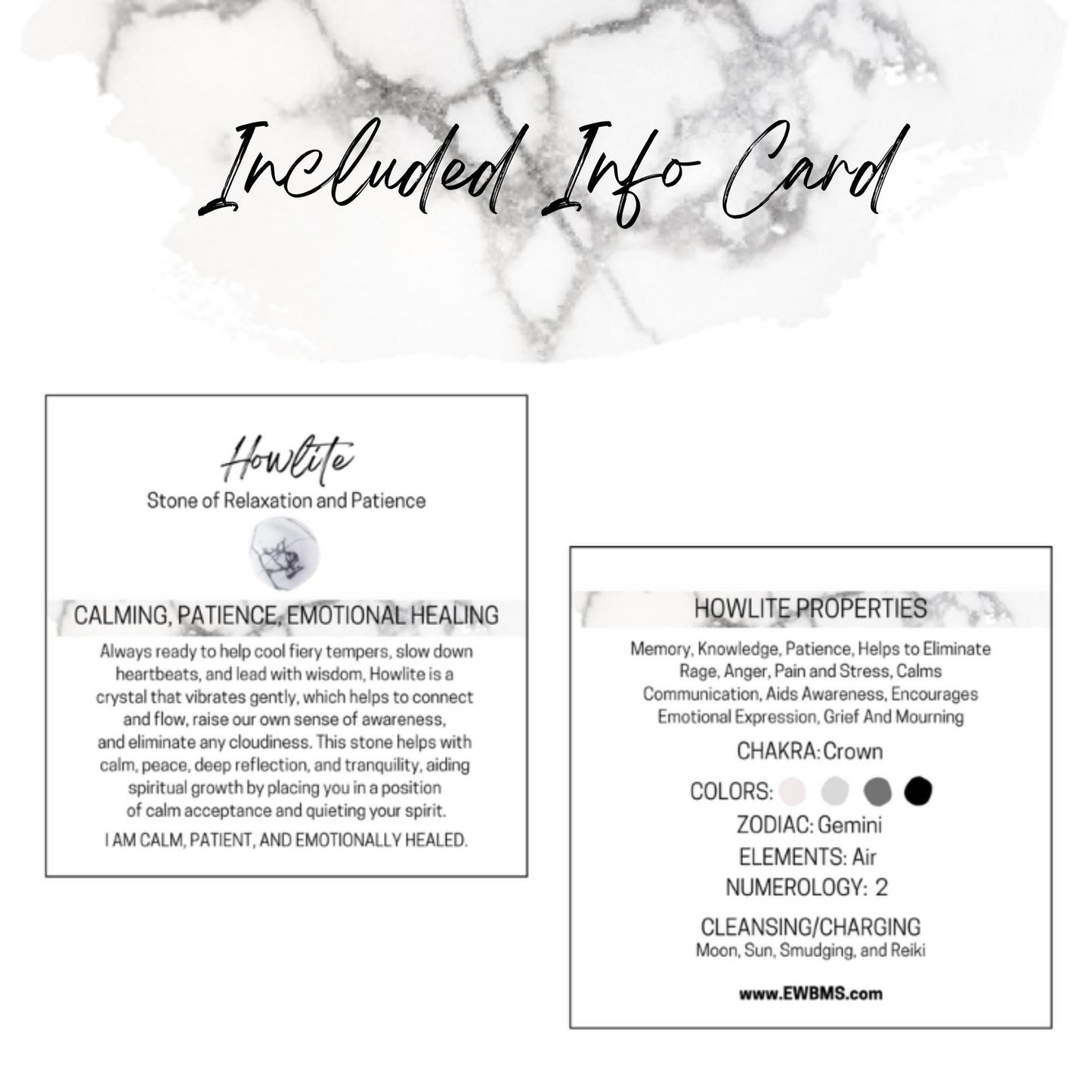 HOWLITE 20mm Spheres - 1 or Sets – Pocket Crystal Ball with Gemstone Info Card for Energy Work, Meditation, Decor & Gifts