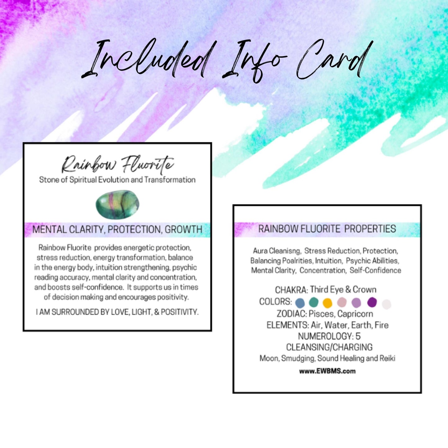 RAINBOW FLUORITE 20mm Spheres - 1 or Sets – Pocket Crystal Ball with Gemstone Info Card for Energy Work, Meditation, Decor & Gifts