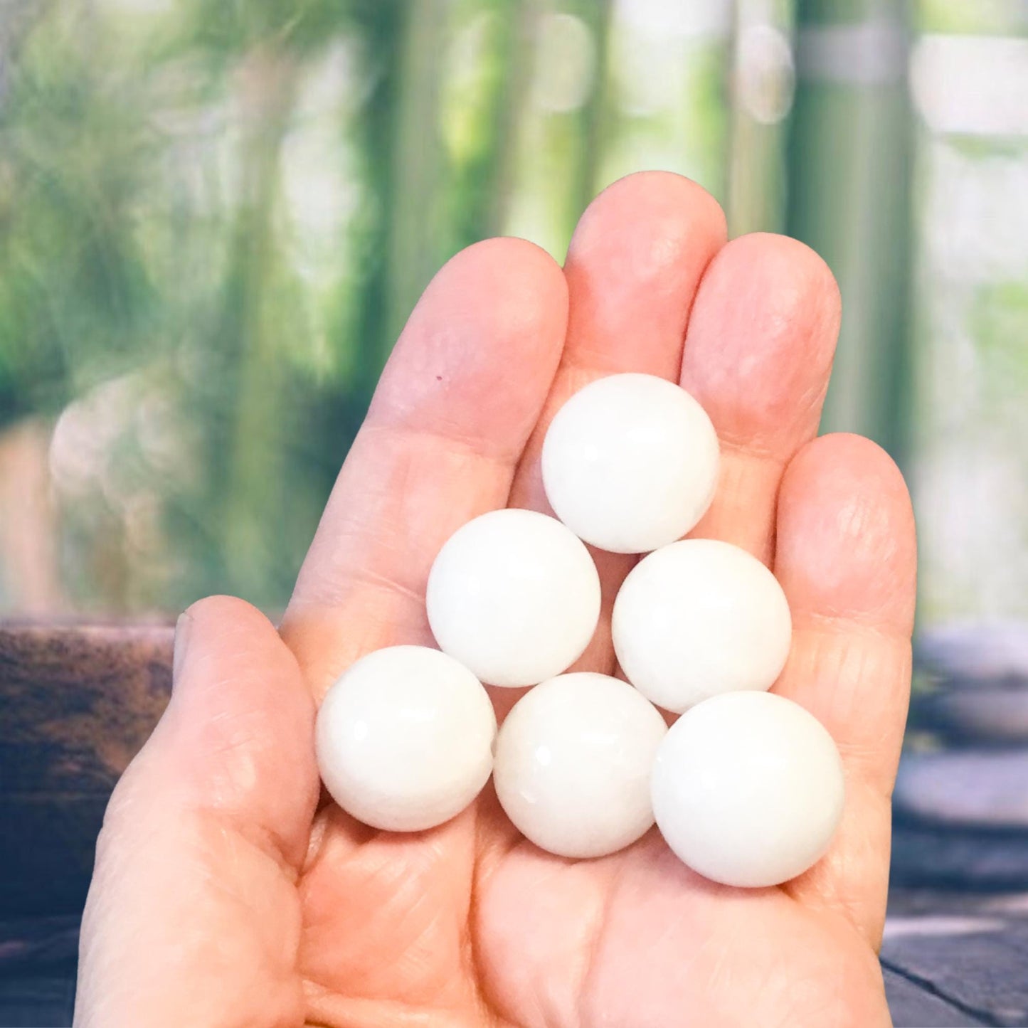 WHITE JADE 20mm Sphere - 1 or Sets – Pocket Crystal Ball with Gemstone Info Card for Energy Work, Meditation, Decor & Gifts