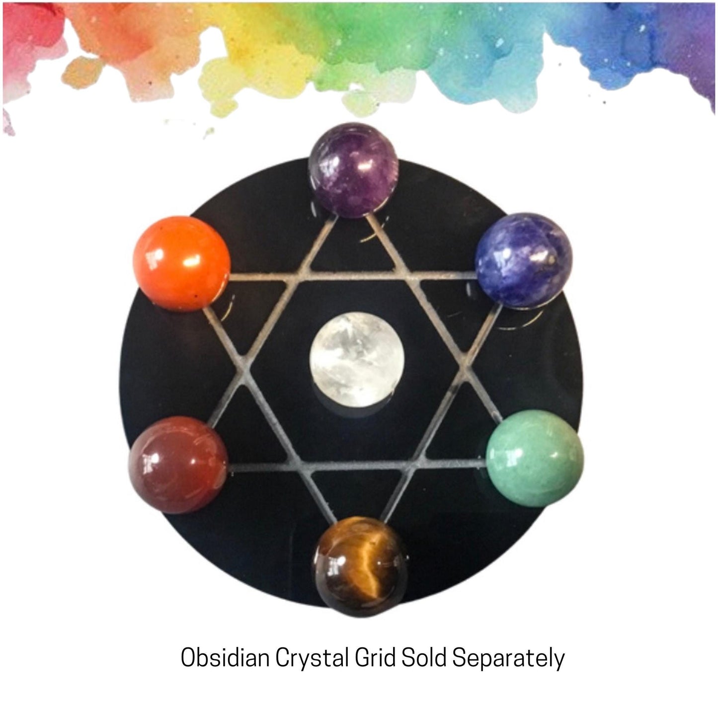 7 Chakra Gemstone Sphere Set - 20mm Crystals for Energy Healing & Alignment with Info Card and Organza Bag- Reiki Enhanced