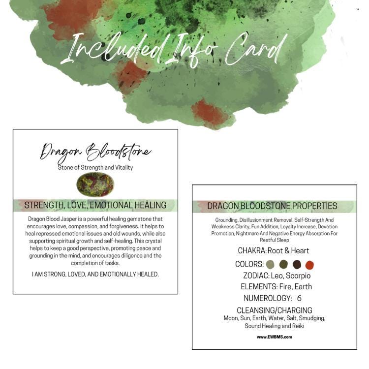 Dragon Bloodstone Gemstone Roller Bottle, Strength & Courage, Crystal Rollerball, 5ml or 10ml