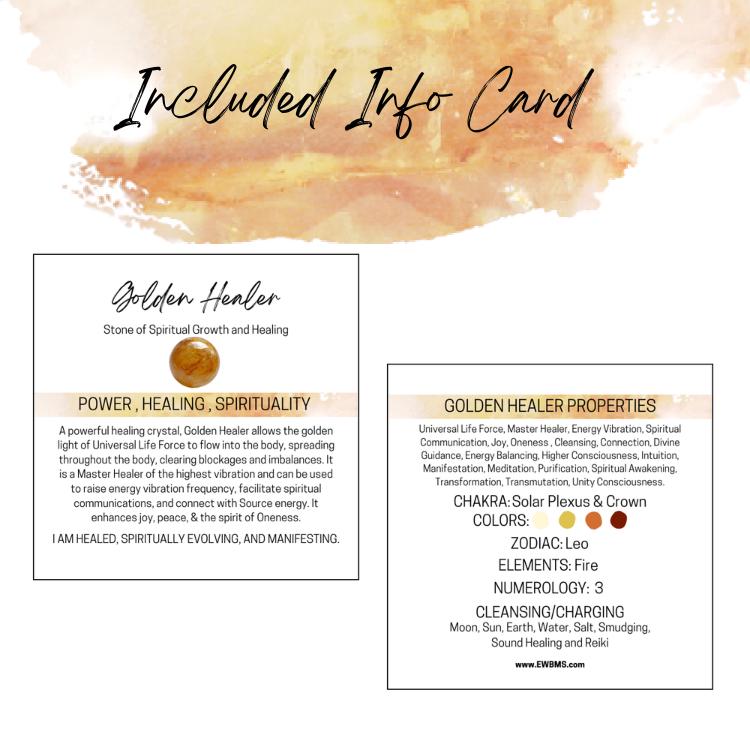 Golden Healer Gemstone Roller Bottle, Balance & Renewal, Crystal Rollerball, 5ml or 10ml