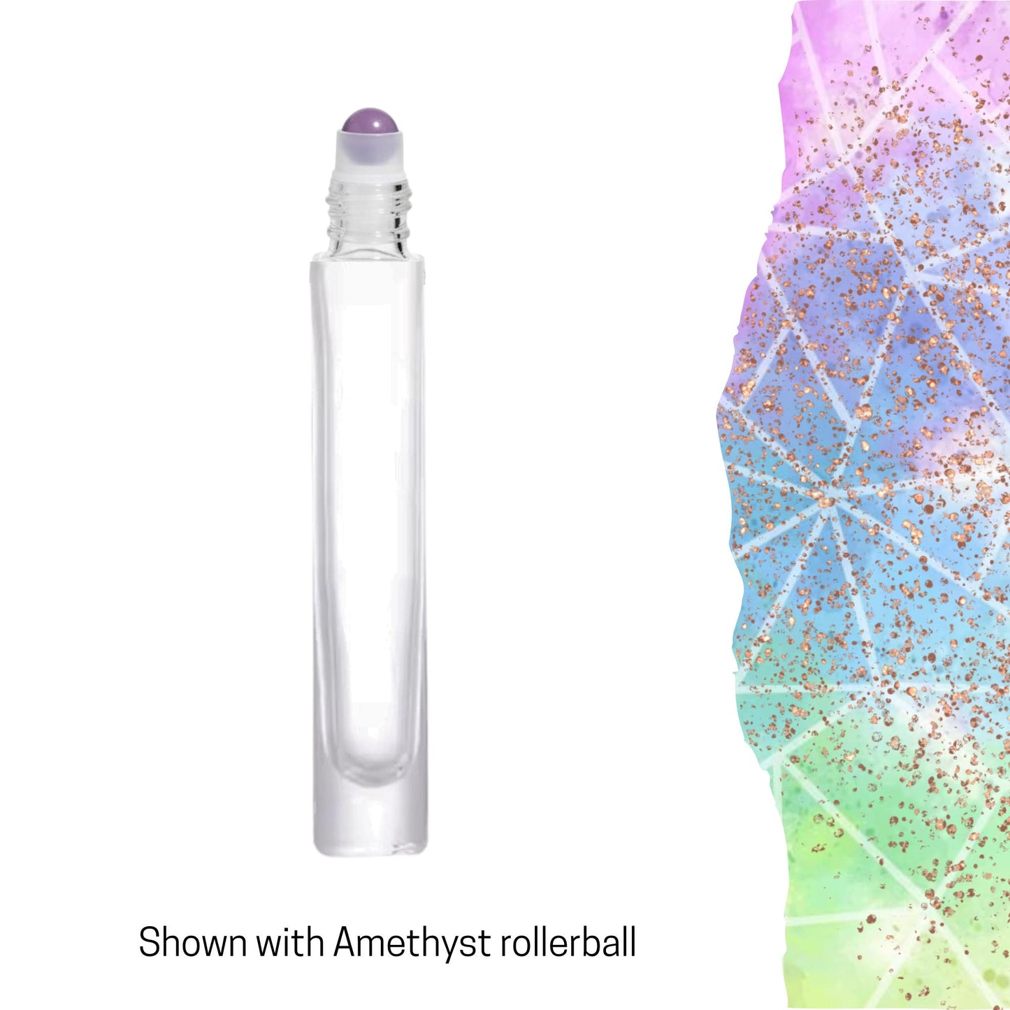 Tall Round Gemstone Roller Bottle • Clear Glass • Signature Shapes • 10ml • Crystal Rollerball • 12 Gemstone Choices