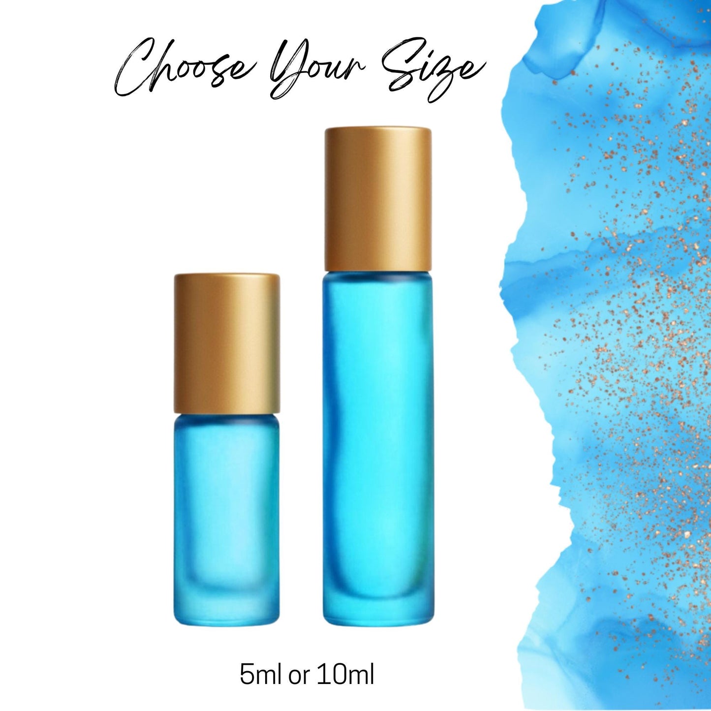 Frosted Turquoise Glass Gemstone Roller Bottle • Crystal Rollerball • 49 Gemstone Choices • 5ml or 10ml