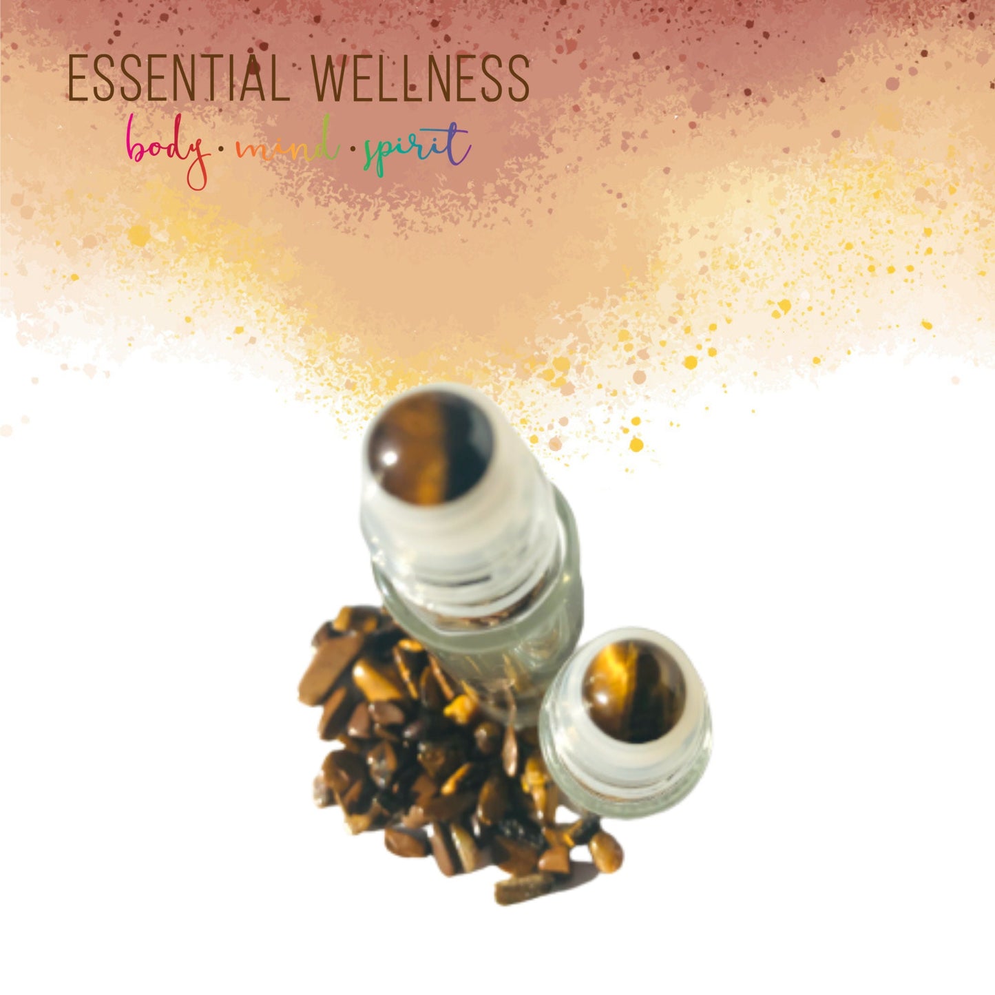 TIGER'S EYE Gemstone Crystal Roller Bottle 10 ml or 5 ml - Reiki Enhanced - Your Choice of Metal Cap Color