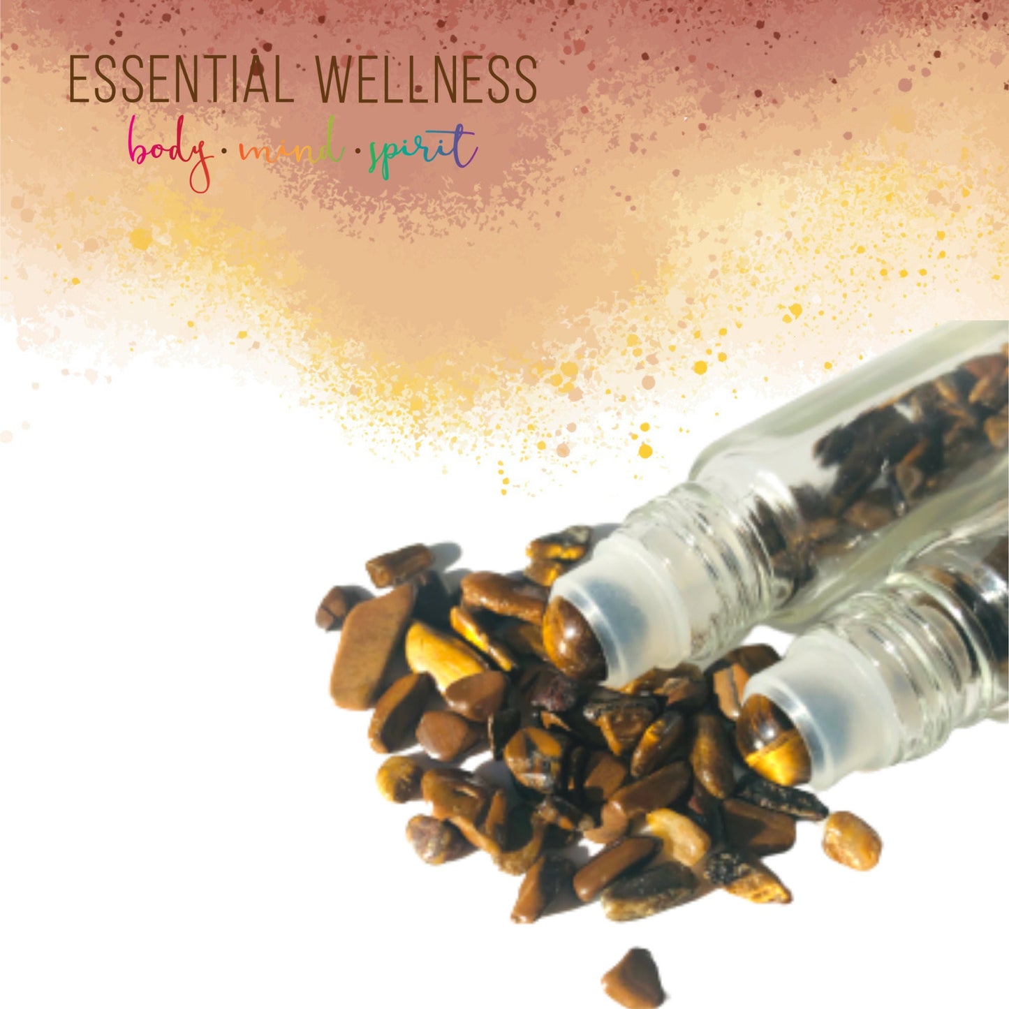 TIGER'S EYE Gemstone Crystal Roller Bottle 10 ml or 5 ml - Reiki Enhanced - Your Choice of Metal Cap Color