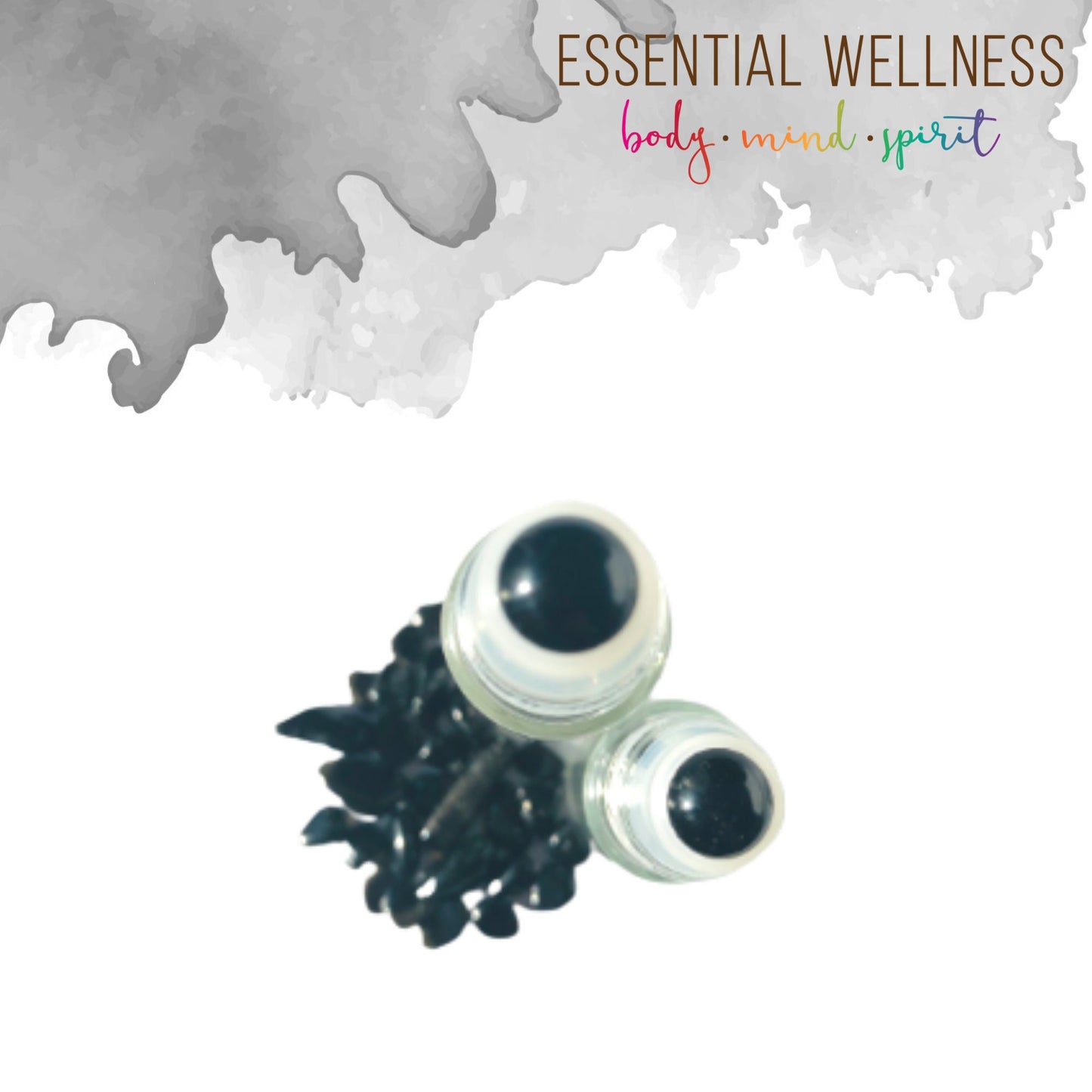 BLACK OBSIDIAN Gemstone Crystal Roller Bottle 10 ml or 5 ml - Reiki Enhanced - Your Choice of Metal Cap Color