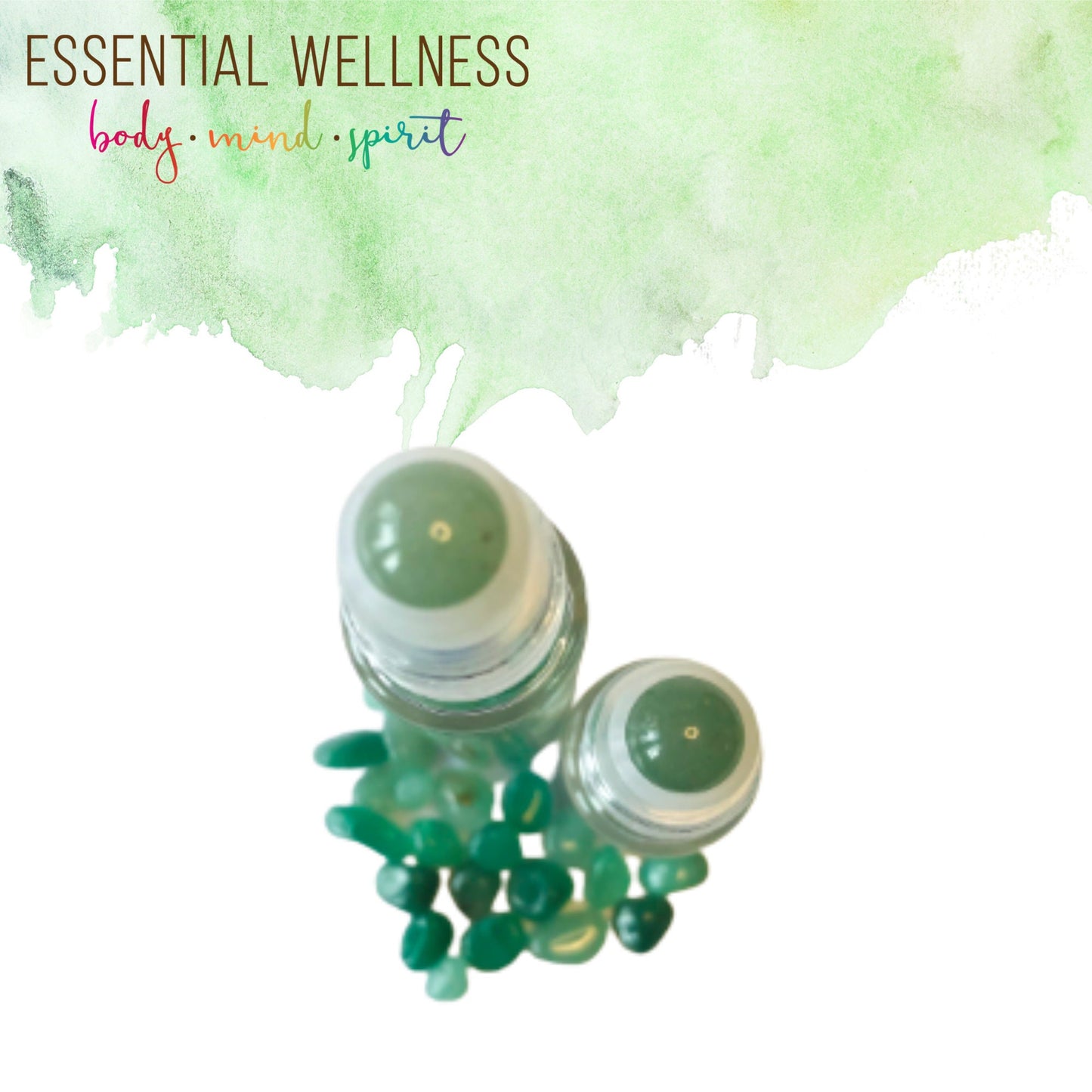 GREEN AVENTURINE Gemstone Crystal Roller Bottle 10 ml or 5 ml - Reiki Enhanced - Your Choice of Metal Cap Color