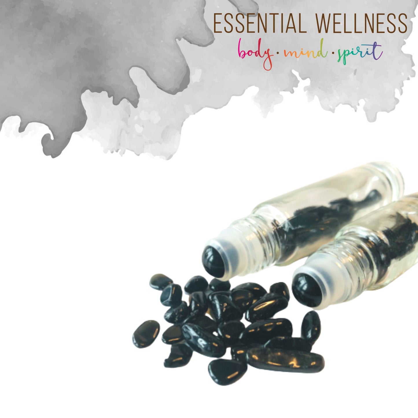 BLACK OBSIDIAN Gemstone Crystal Roller Bottle 10 ml or 5 ml - Reiki Enhanced - Your Choice of Metal Cap Color