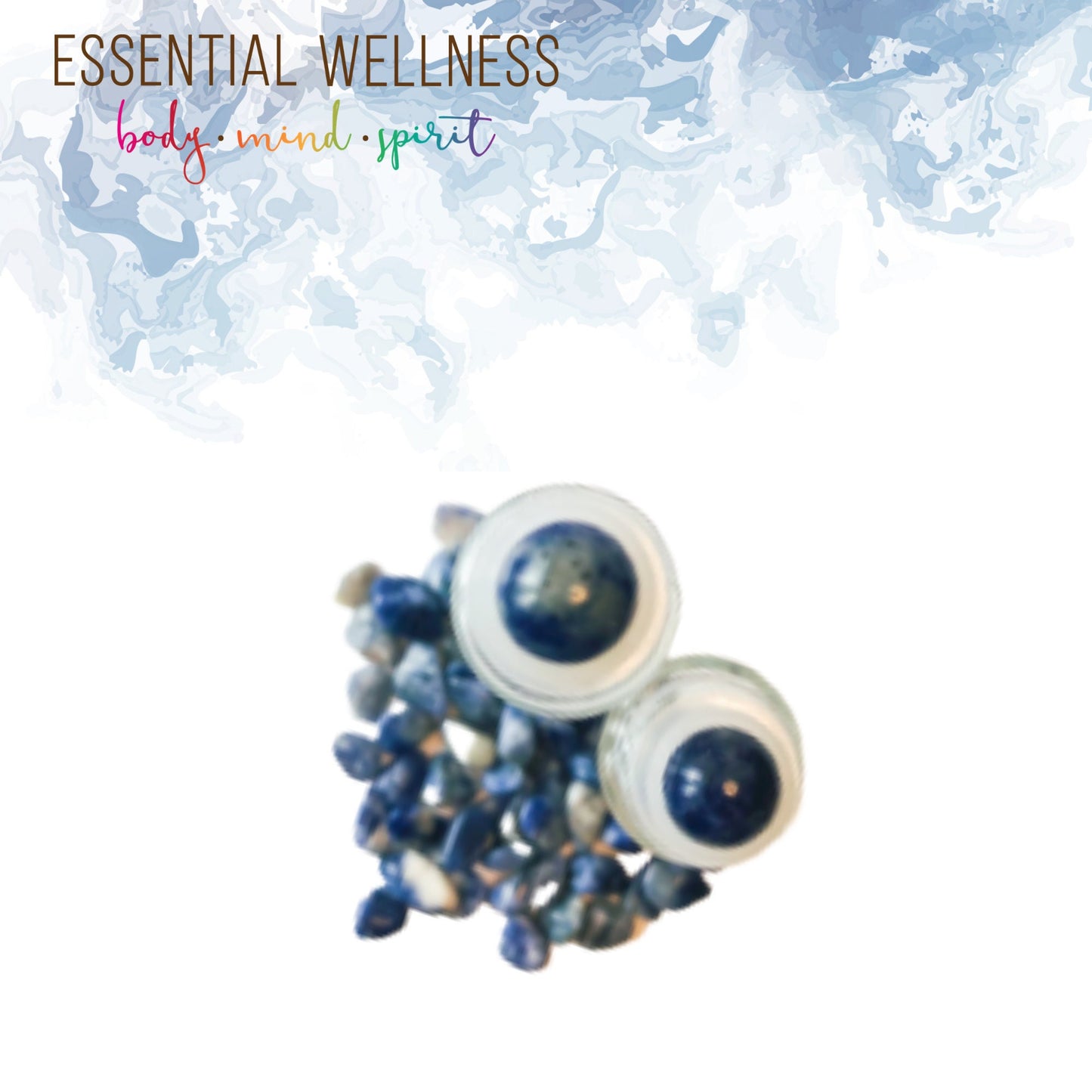 SODALITE Gemstone Crystal Roller Bottle 10 ml or 5 ml - Reiki Enhanced - Your Choice of Metal Cap Color