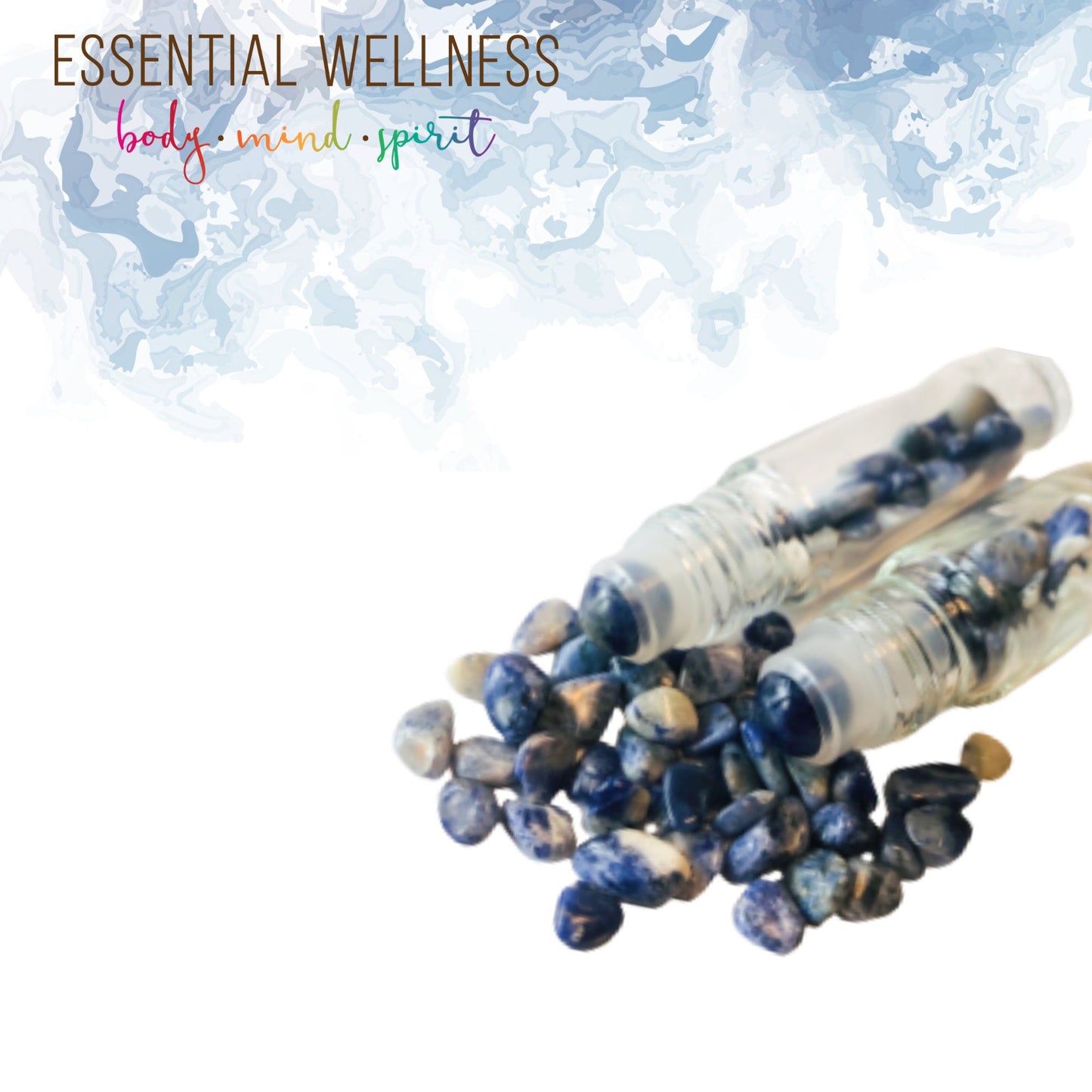 SODALITE Gemstone Crystal Roller Bottle 10 ml or 5 ml - Reiki Enhanced - Your Choice of Metal Cap Color