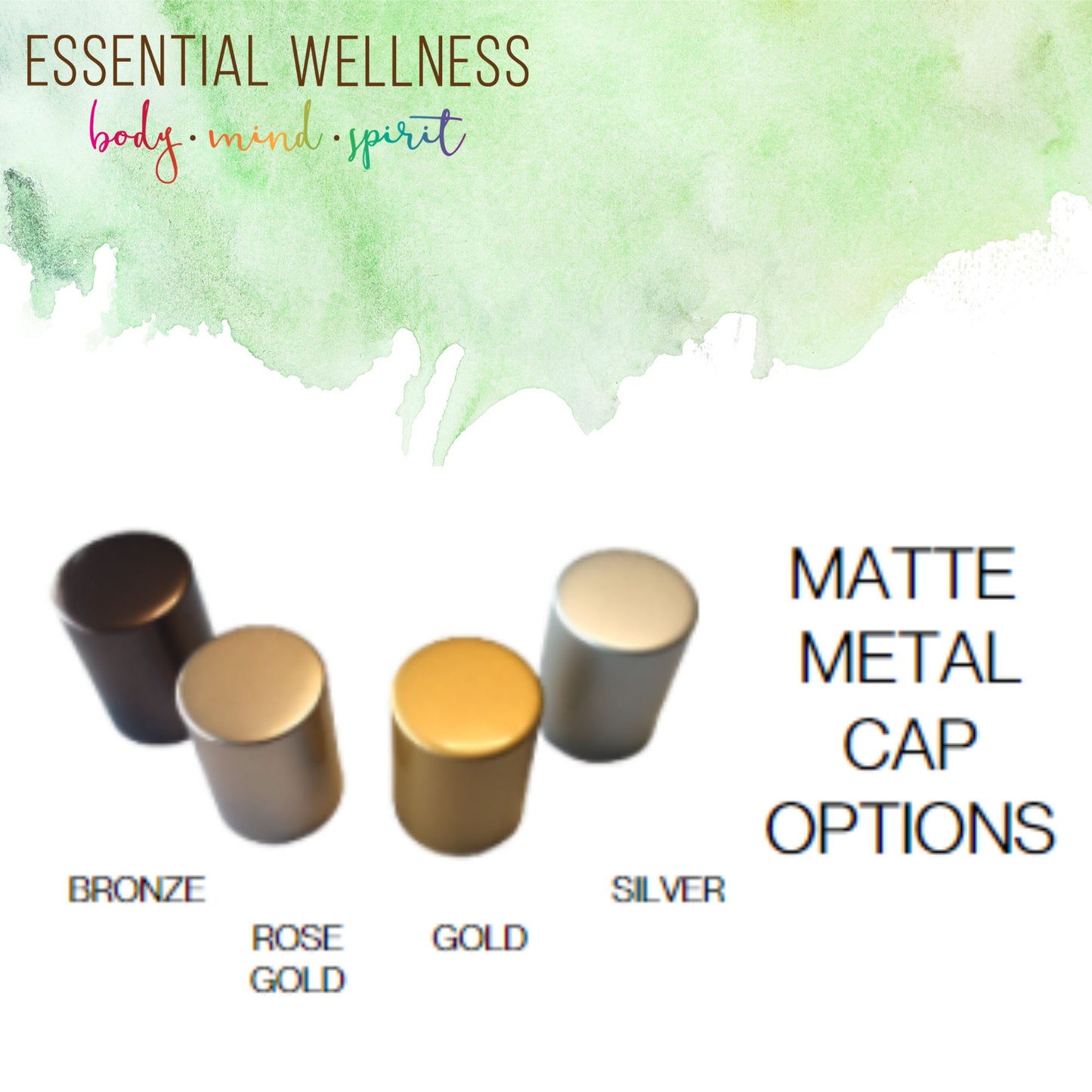 GREEN AVENTURINE Gemstone Crystal Roller Bottle 10 ml or 5 ml - Reiki Enhanced - Your Choice of Metal Cap Color