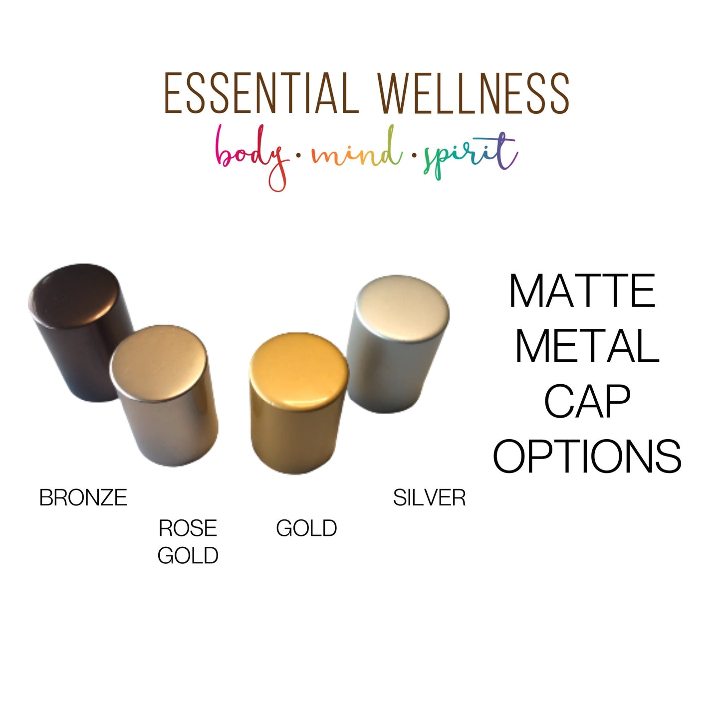 MOUNTAIN GRAY Roller Bottles - Single or Sets - 10 ml Matte Glass Roll On - Choice of Cap Color & Gemstone, Stainless or Glass Rollerball