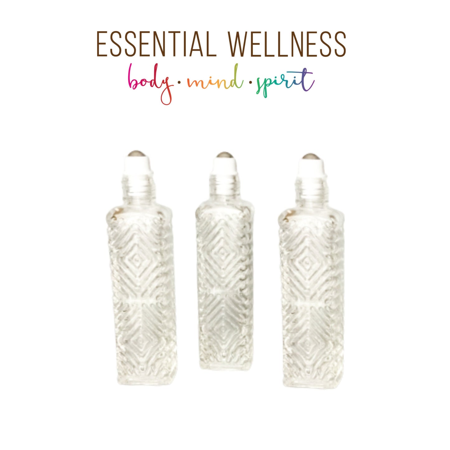 BOHO Patterned Glass Roller Bottles - Single or Sets - 15 ml Essential Oil Roller Bottle - Square Roller Bottle - Glass Roller Bottle