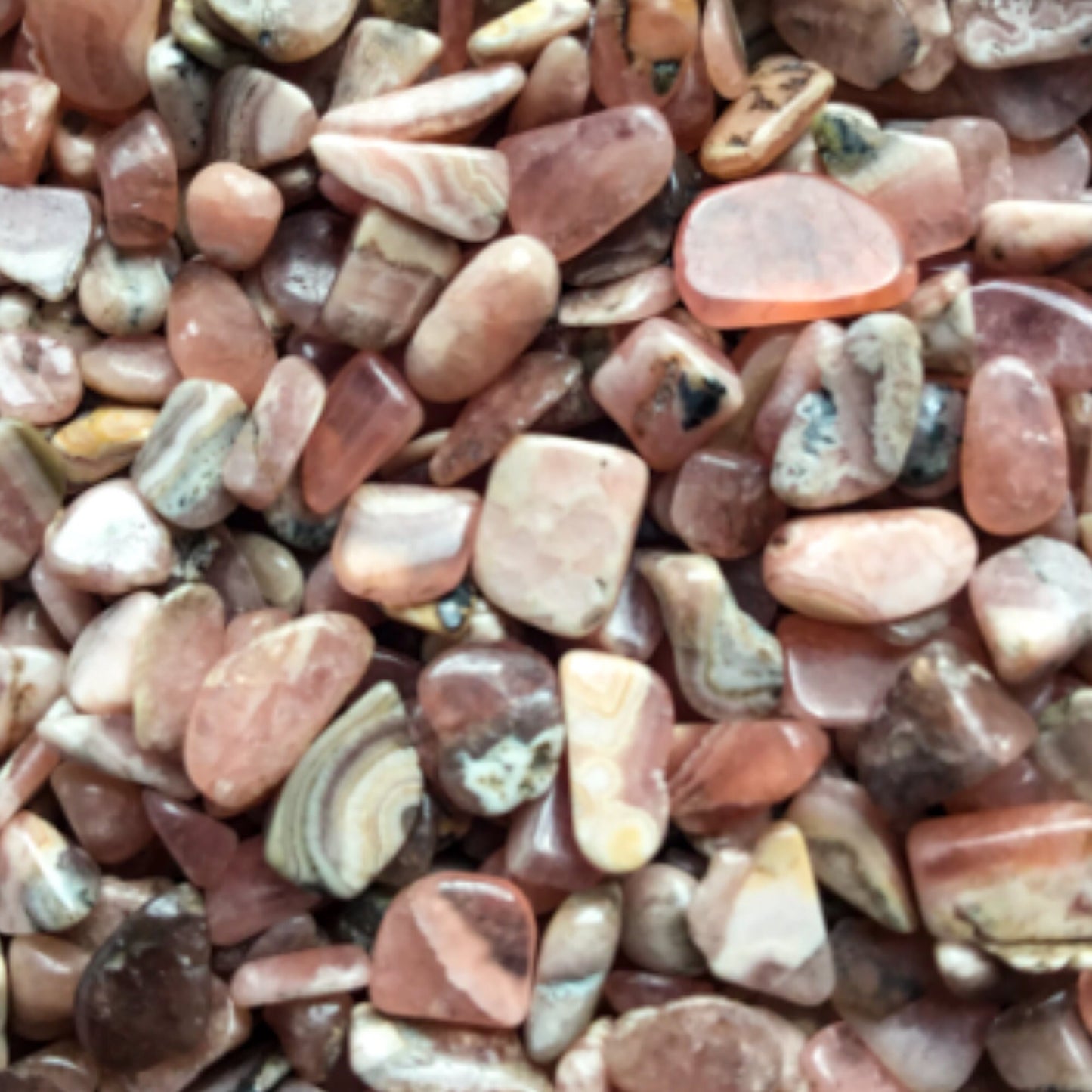 RHODOCHROSITE Chips - 3- 7mm - 1, 2, 4, 8 oz - Gemstone Chips - Crystal Chips - Roller Bottle Chips - Healing Crystals - Arts & Crafts