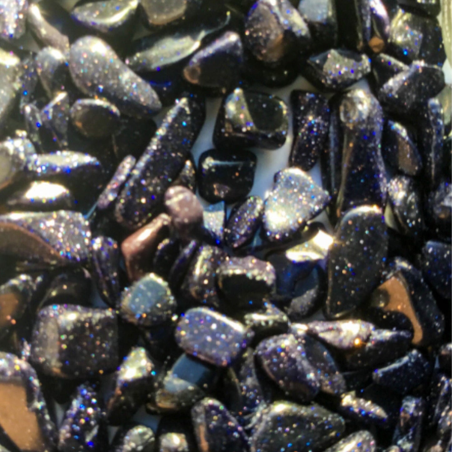BLUE GOLDSTONE Chips - 5-9mm - 1, 2, 4, 8 oz - Crystal Chips - Gemstone Chips - Roller Bottle Chips - Healing Crystals - Arts & Crafts