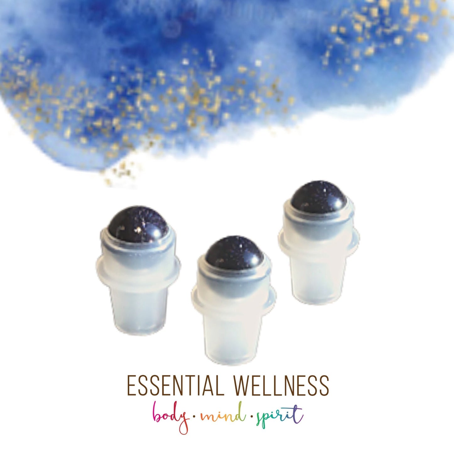 BLUE GOLDSTONE Rollerball - 1 or Sets - Gemstone Roller Ball - Crystal Roller Ball - Rollerball Insert - Roller Bottle Top