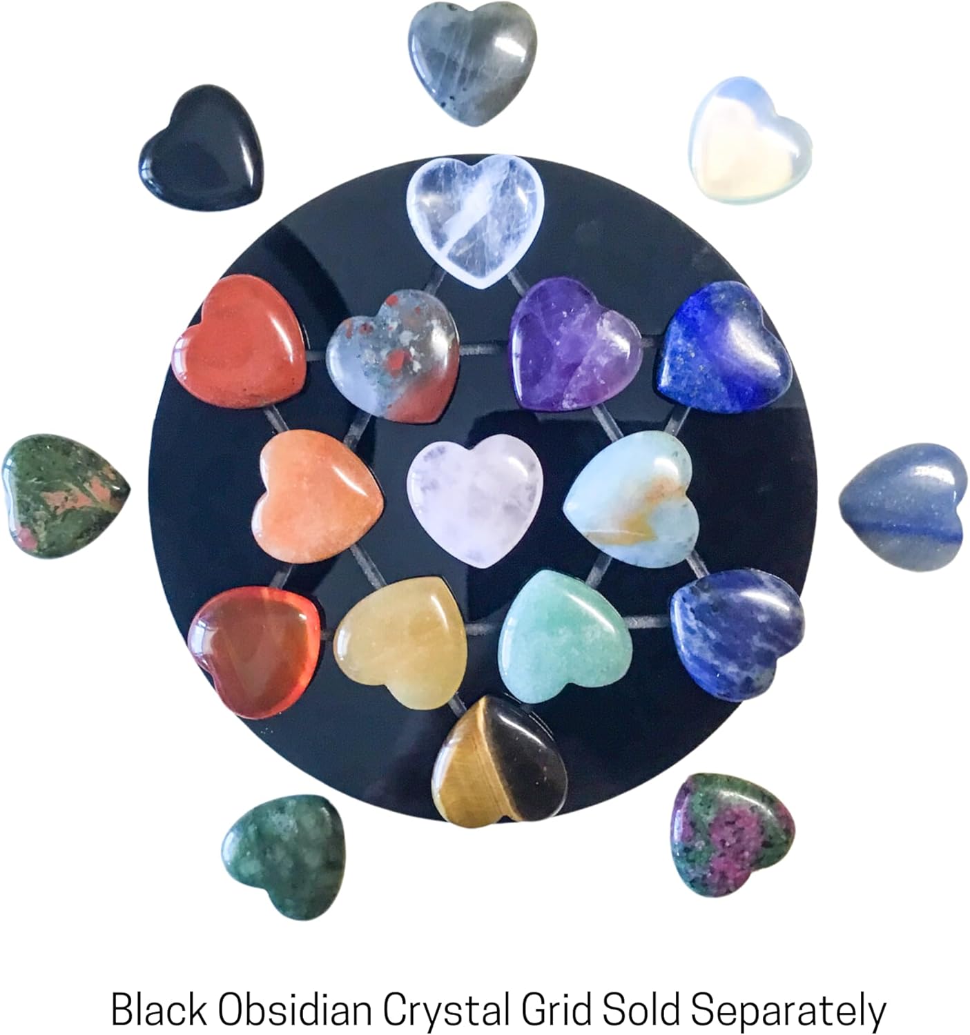 Heart Shaped Healing Crystals Set of 20 Unique GemstoneTypes HIgh Energy Chakra Balancing Palm Pocket Stones with Info Card, Premium Pouch and Display Frame, Reiki Enhanced