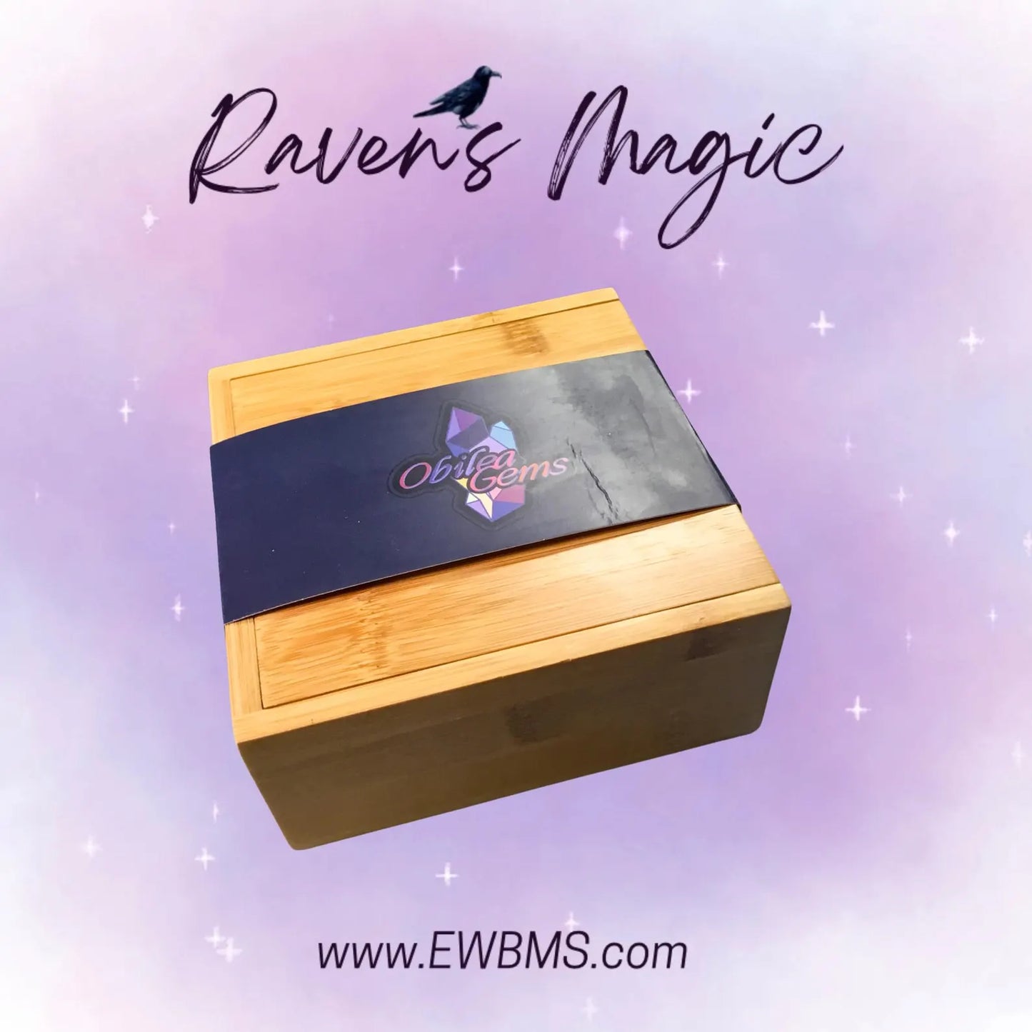 Raven's Magic Crystal Set with Premium Bamboo Box, Information and Mantra Card, Reiki Enhanced