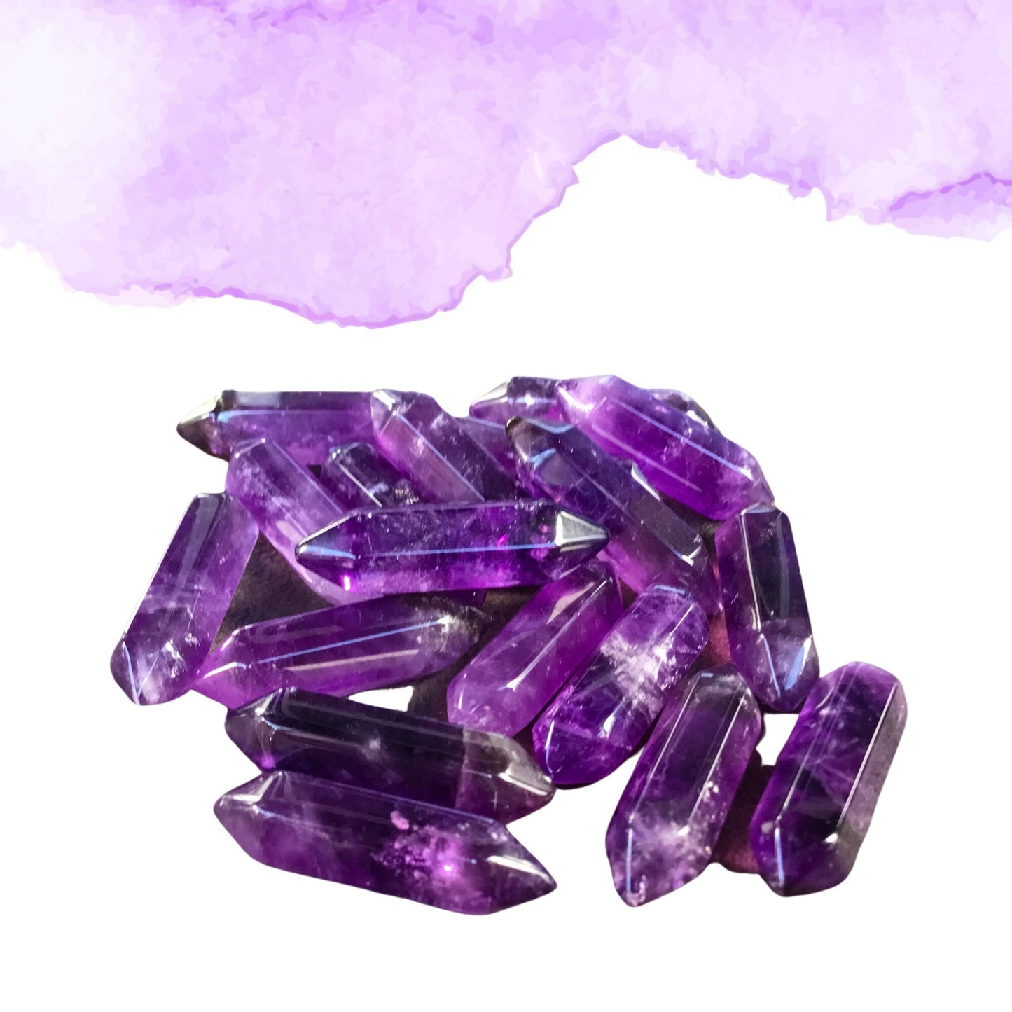 AMETHYST Small Double Terminated Crystals - Grid Crystals - Healing Crystals - Tiny Carved Gemstones - Orgonite Crystals