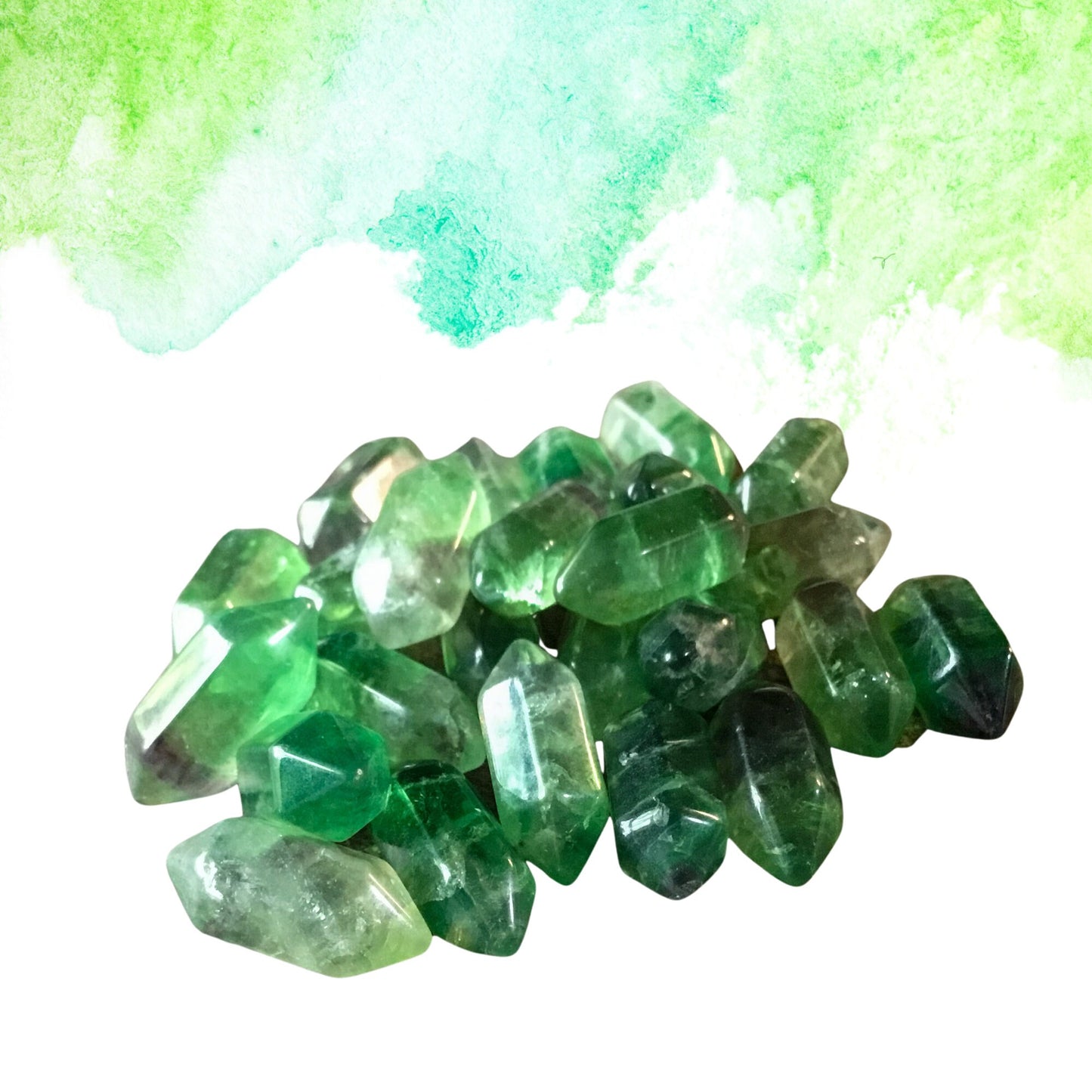 GREEN FLUORITE Mini Double Terminated Crystals - Grid Crystals - Healing Crystals - Tiny Carved Gemstones - Orgonite Crystals