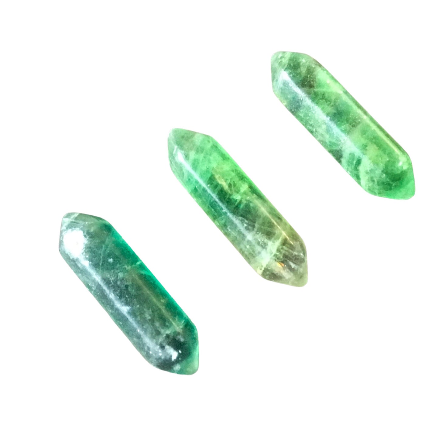 GREEN FLUORITE Small Double Terminated Crystals - Grid Crystals - Healing Crystals - Tiny Carved Gemstones - Orgonite Crystals