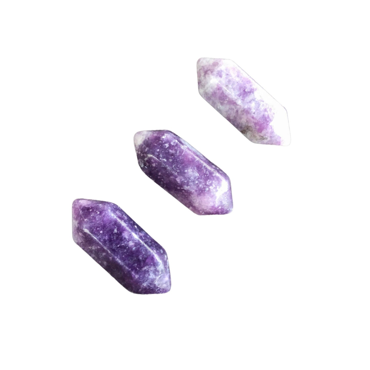 LEPIDOLITE Mini Double Terminated Crystals - Grid Crystals - Healing Crystals - Tiny Carved Gemstones - Orgonite Crystals