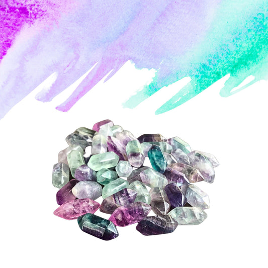 RAINBOW FLUORITE Mini Double Terminated Crystals - Grid Crystals - Healing Crystals - Tiny Carved Gemstones - Orgonite Crystals