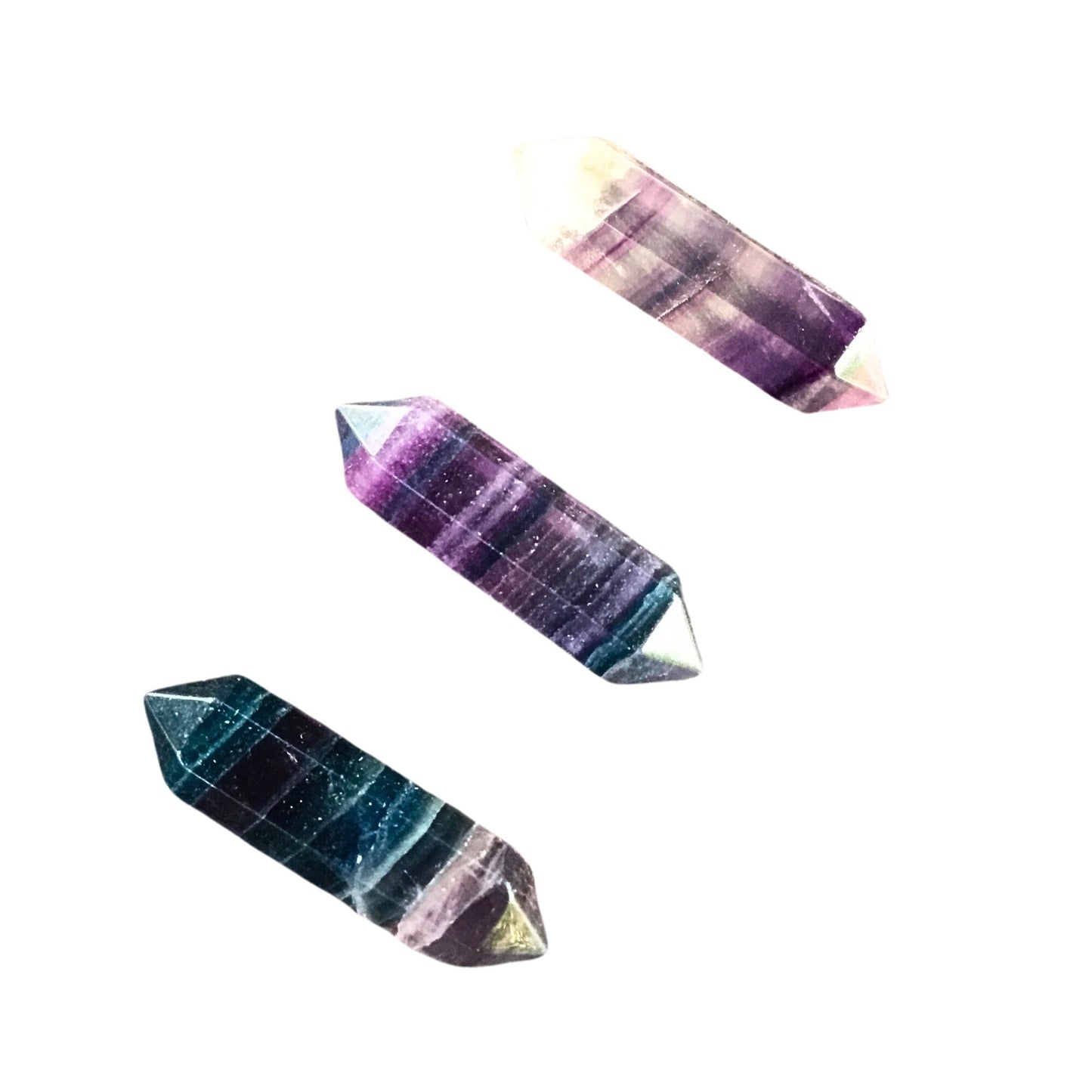 RAINBOW FLUORITE Small Double Terminated Crystals - Grid Crystals - Healing Crystals - Tiny Carved Gemstones - Orgonite Crystals