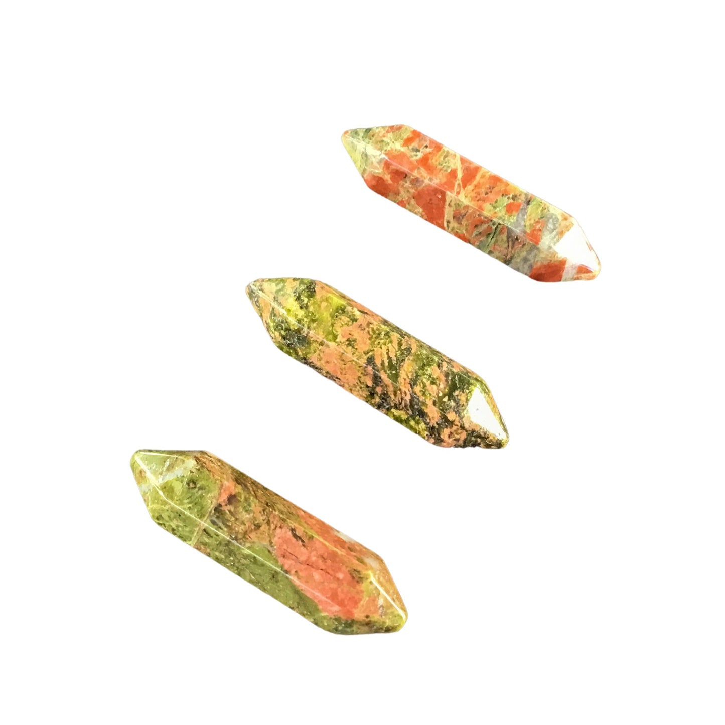 UNAKITE Small Double Terminated Crystals - Grid Crystals - Healing Crystals - Tiny Carved Gemstones - Orgonite Crystals