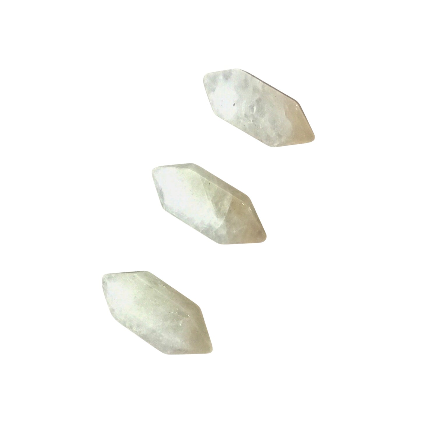 WHITE JADE Mini Double Terminated Crystals - Grid Crystals - Healing Crystals - Tiny Carved Gemstones - Orgonite Crystals