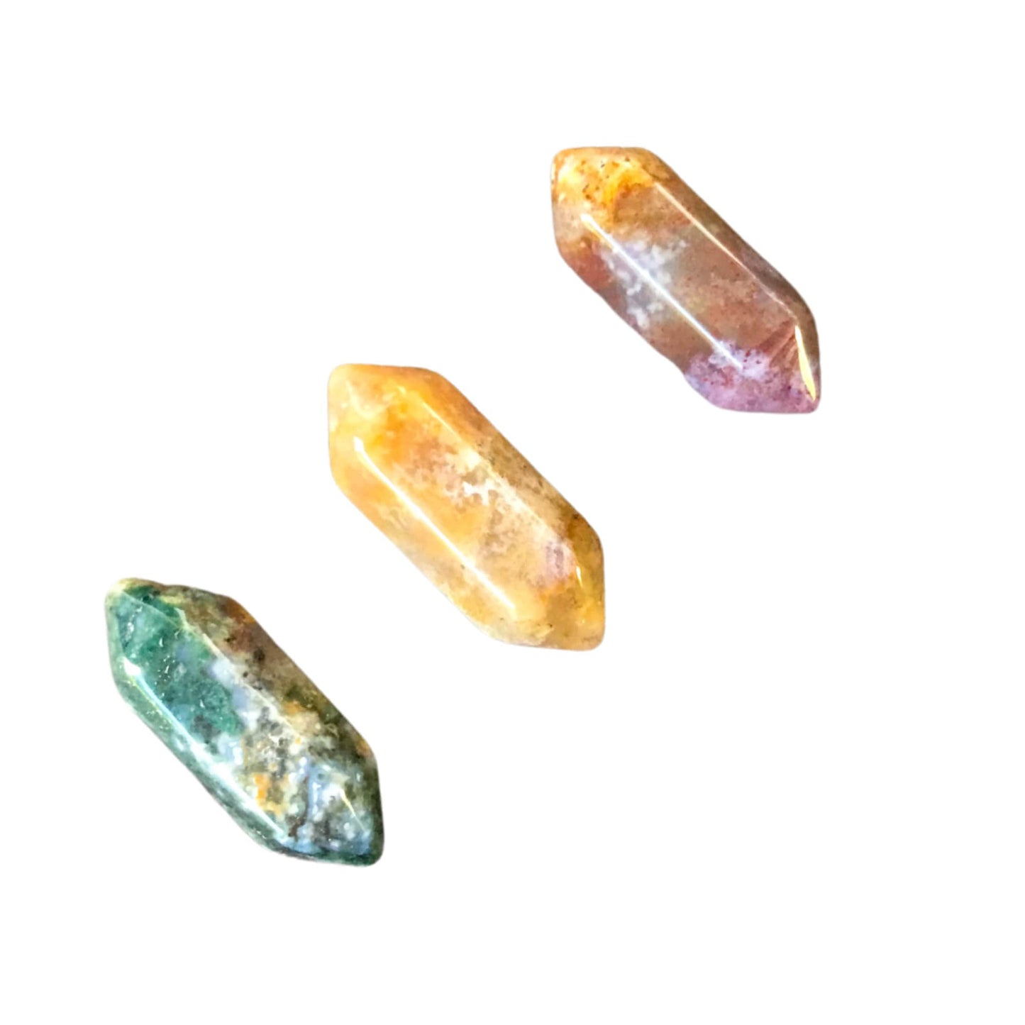 OCEAN JASPER Mini Double Terminated Crystals - Grid Crystals - Healing Crystals - Tiny Carved Gemstones - Orgonite Crystals