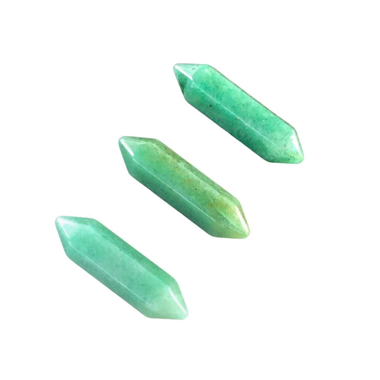 GREEN AVENTURINE Small Double Terminated Crystals - Grid Crystals - Healing Crystals - Tiny Carved Gemstones - Orgonite Crystals