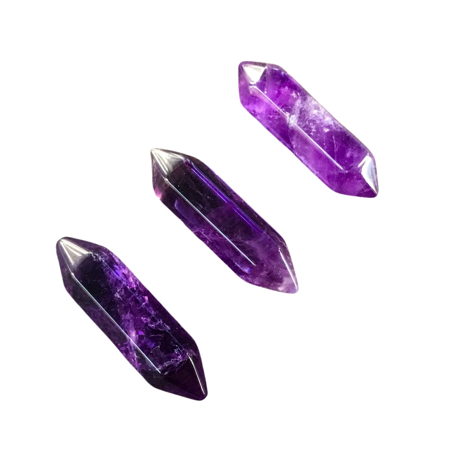 AMETHYST Small Double Terminated Crystals - Grid Crystals - Healing Crystals - Tiny Carved Gemstones - Orgonite Crystals