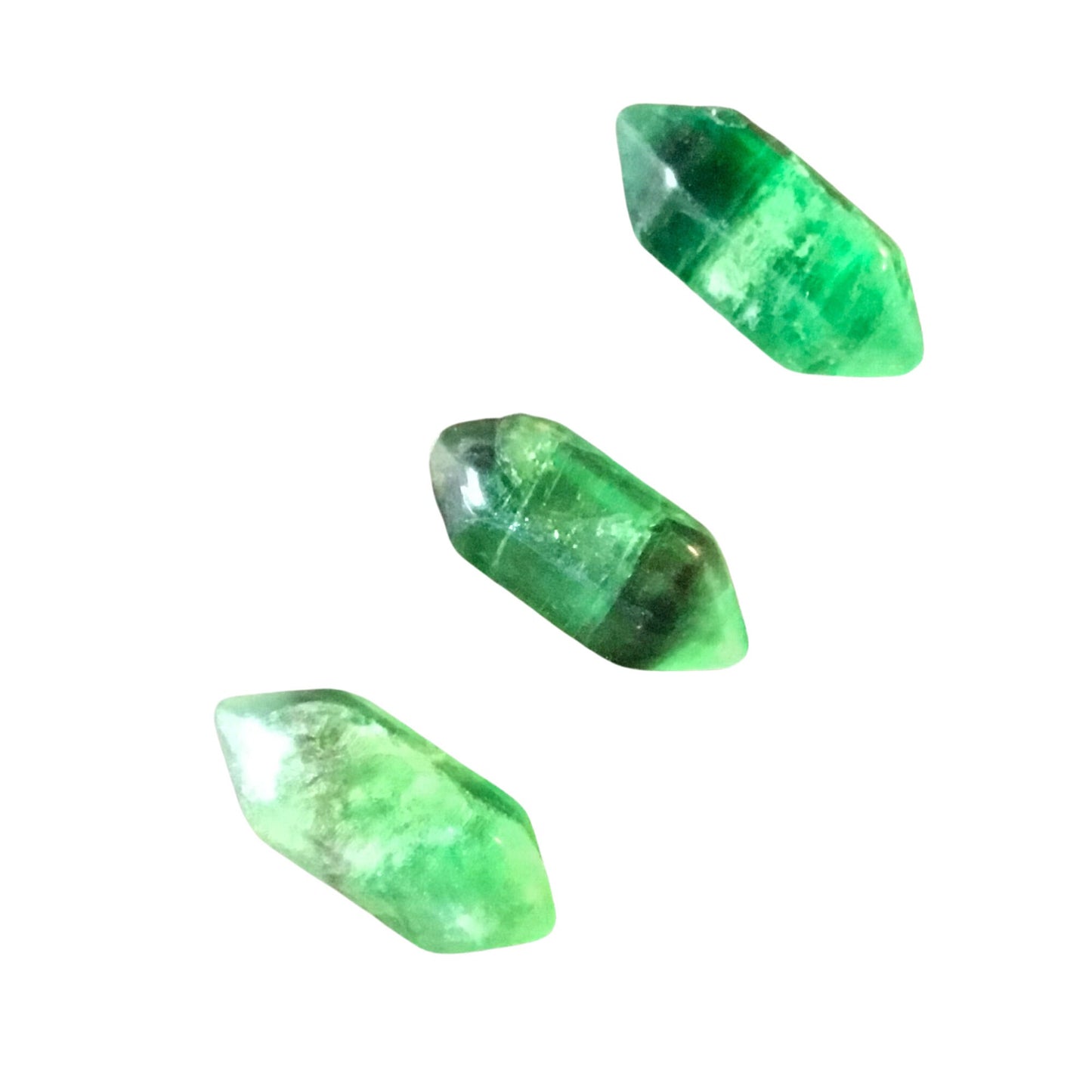 GREEN FLUORITE Mini Double Terminated Crystals - Grid Crystals - Healing Crystals - Tiny Carved Gemstones - Orgonite Crystals