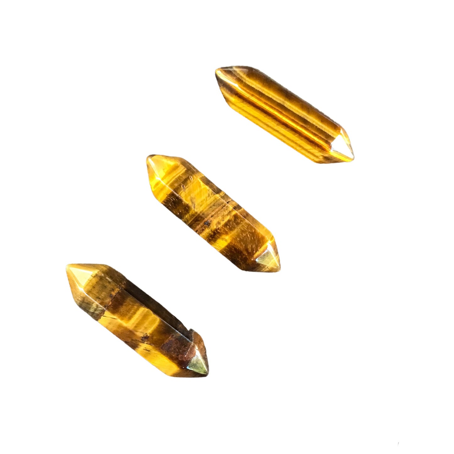 TIGER EYE Small Double Terminated Crystals - Grid Crystals - Healing Crystals - Tiny Carved Gemstones - Orgonite Crystals