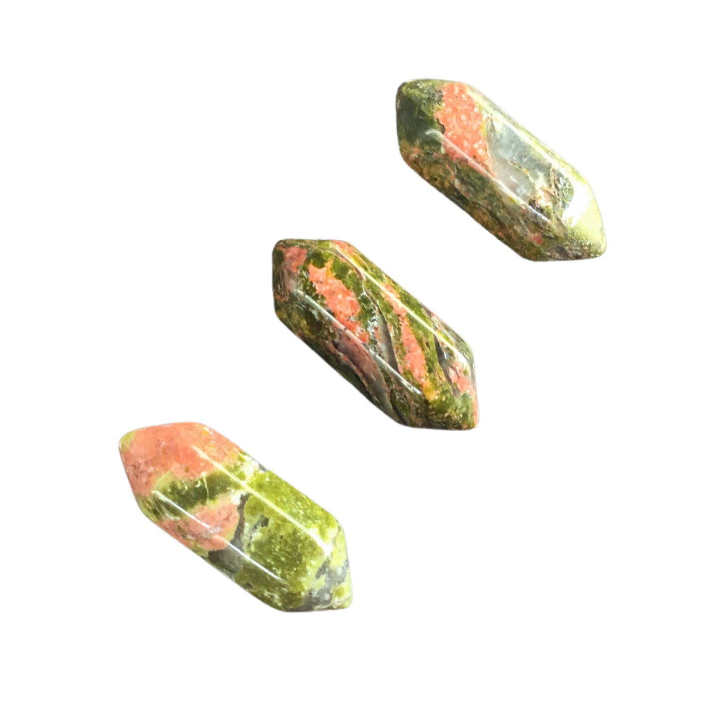 UNAKITE Mini Double Terminated Crystals - Grid Crystals - Healing Crystals - Tiny Carved Gemstones - Orgonite Crystals