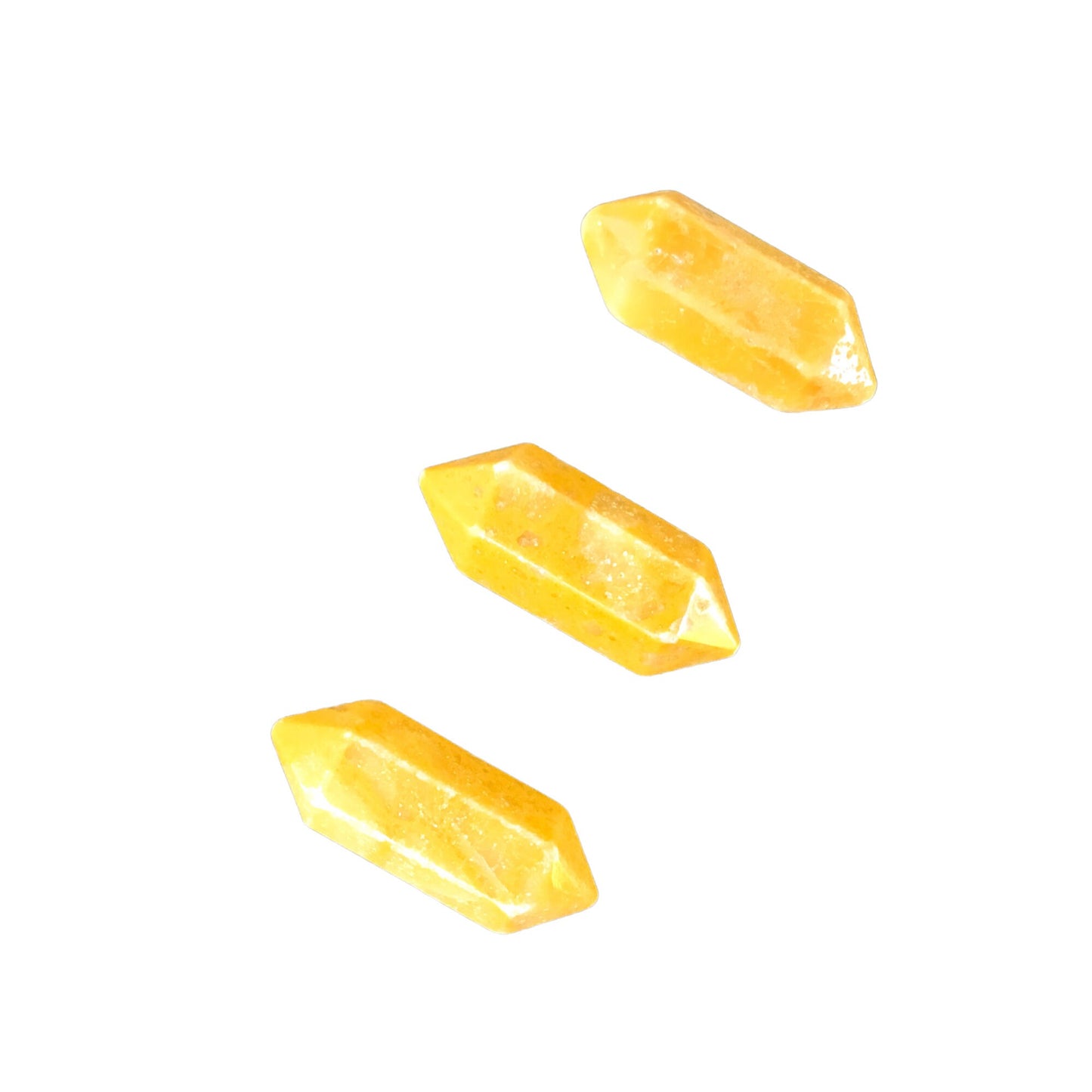 YELLOW JADE Mini Double Terminated Crystals - Grid Crystals - Healing Crystals - Tiny Carved Gemstones - Orgonite Crystals